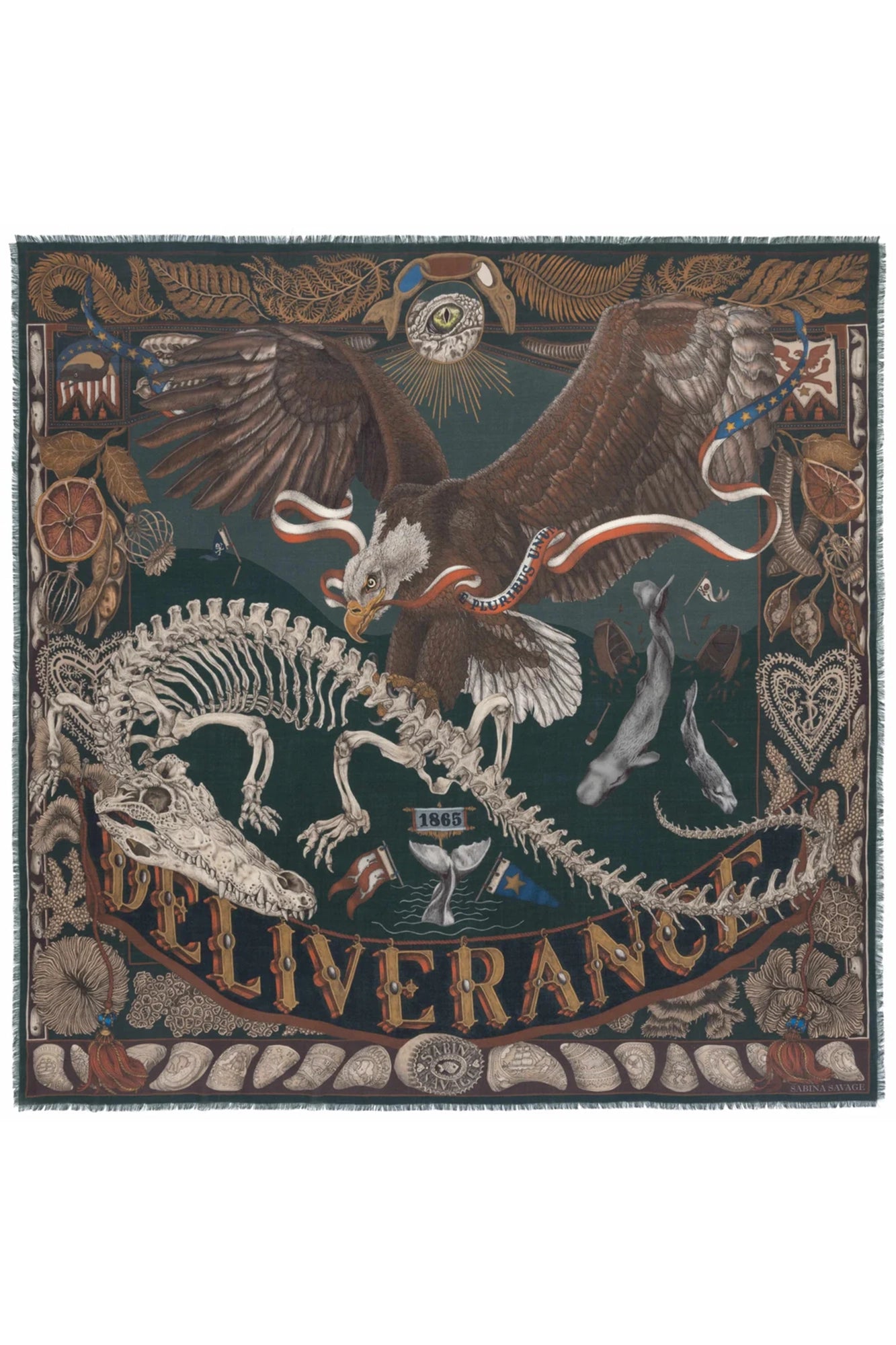 The Skrimshaw Skeleton Wild Americana Wool Silk 135cm x 135cm Square Scarf