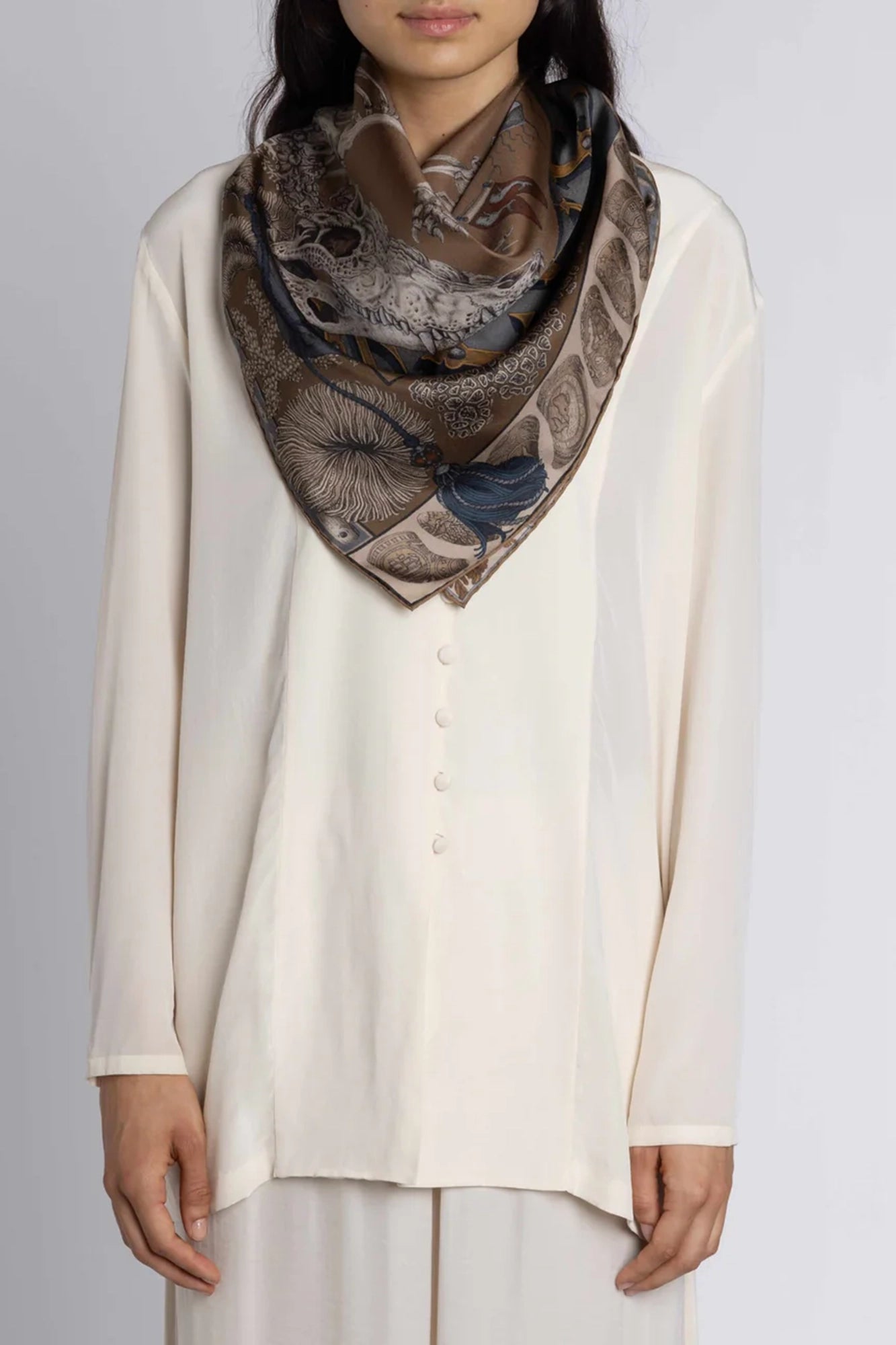 The Skrimshaw Skeleton Wild Americana Silk Twill 90cm x 90cm Square Scarf