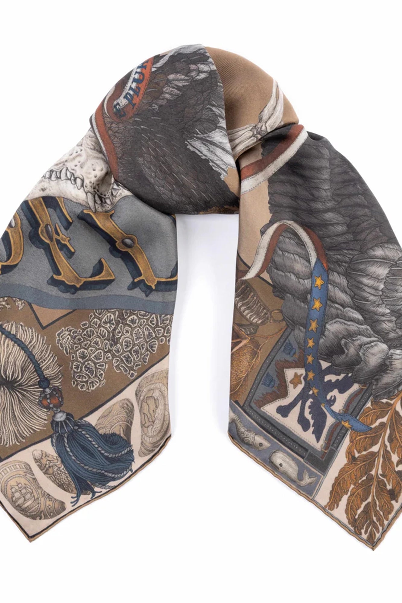 The Skrimshaw Skeleton Wild Americana Silk Twill 90cm x 90cm Square Scarf