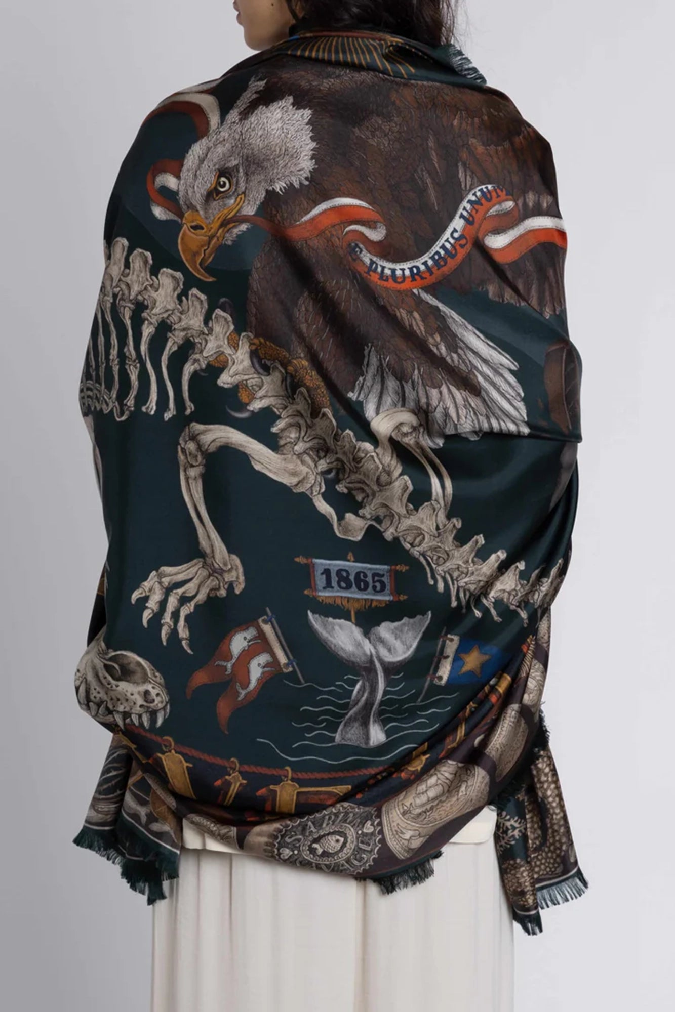 The Skrimshaw Skeleton Wild Americana Wool Silk 135cm x 195cm Rectangular Scarf