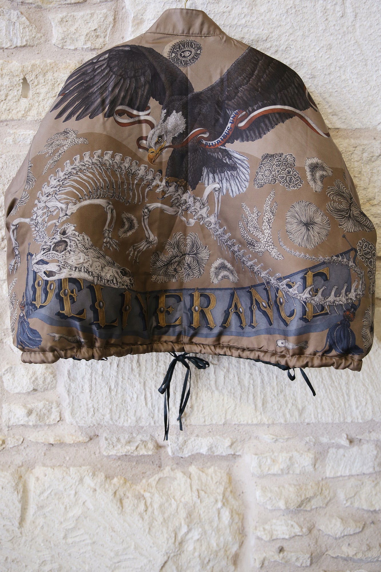 The Skrimshaw Skeleton Wild Americana 100% Silk Twill Reversible Quilted Bomber Jacket