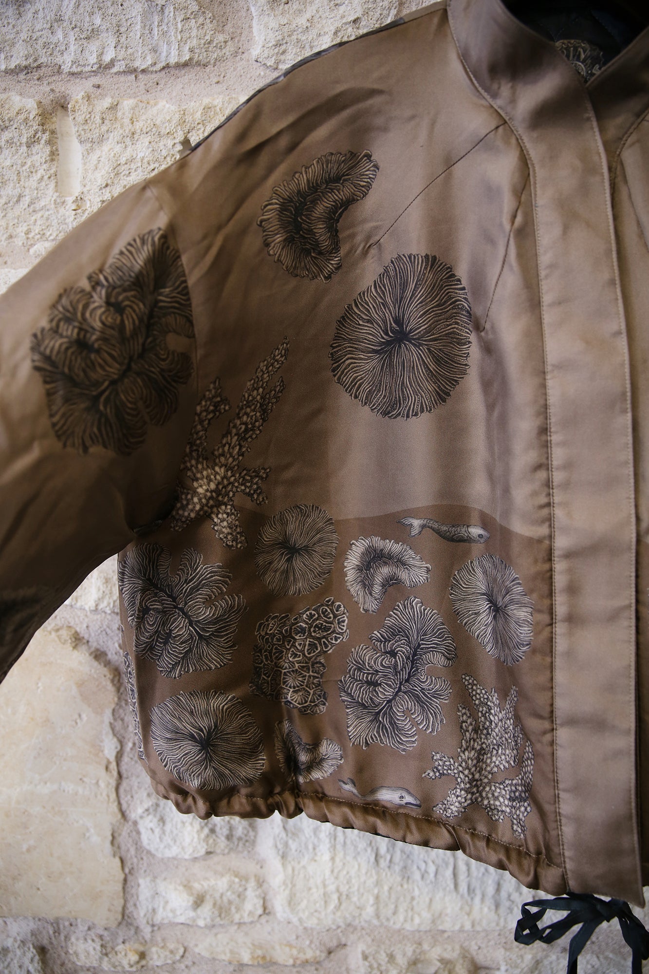 The Skrimshaw Skeleton Wild Americana 100% Silk Twill Reversible Quilted Bomber Jacket