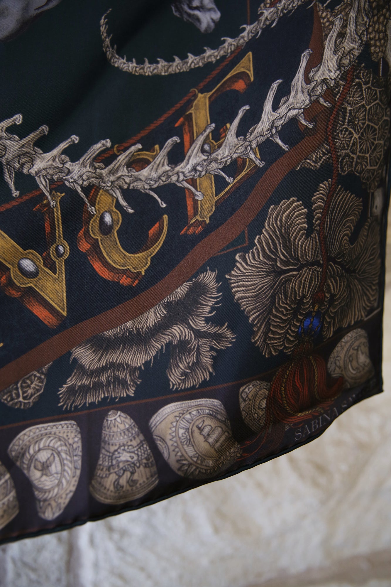 The Skrimshaw Skeleton Wild Americana Silk Twill 90cm x 90cm Square Scarf