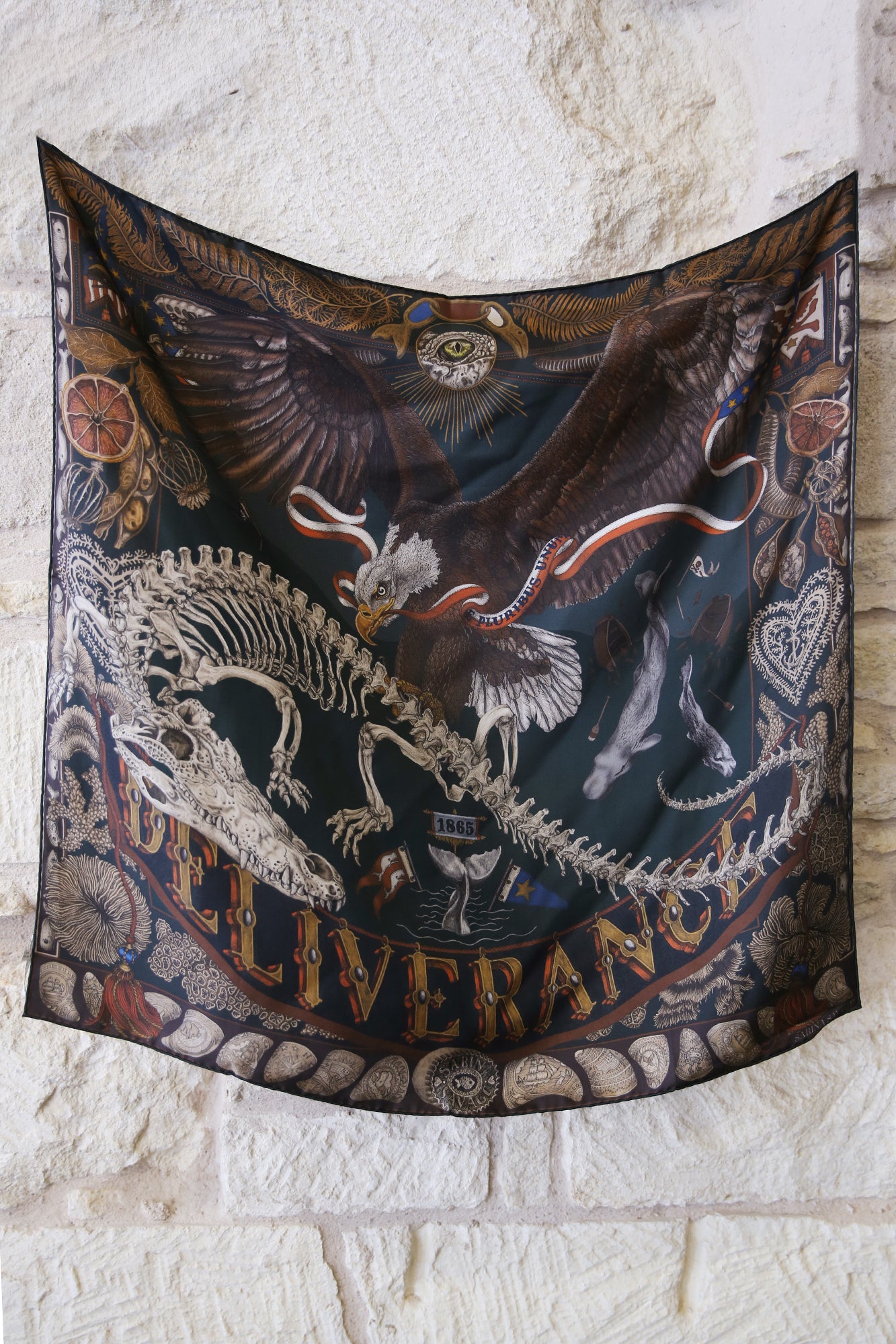 The Skrimshaw Skeleton Wild Americana Silk Twill 90cm x 90cm Square Scarf