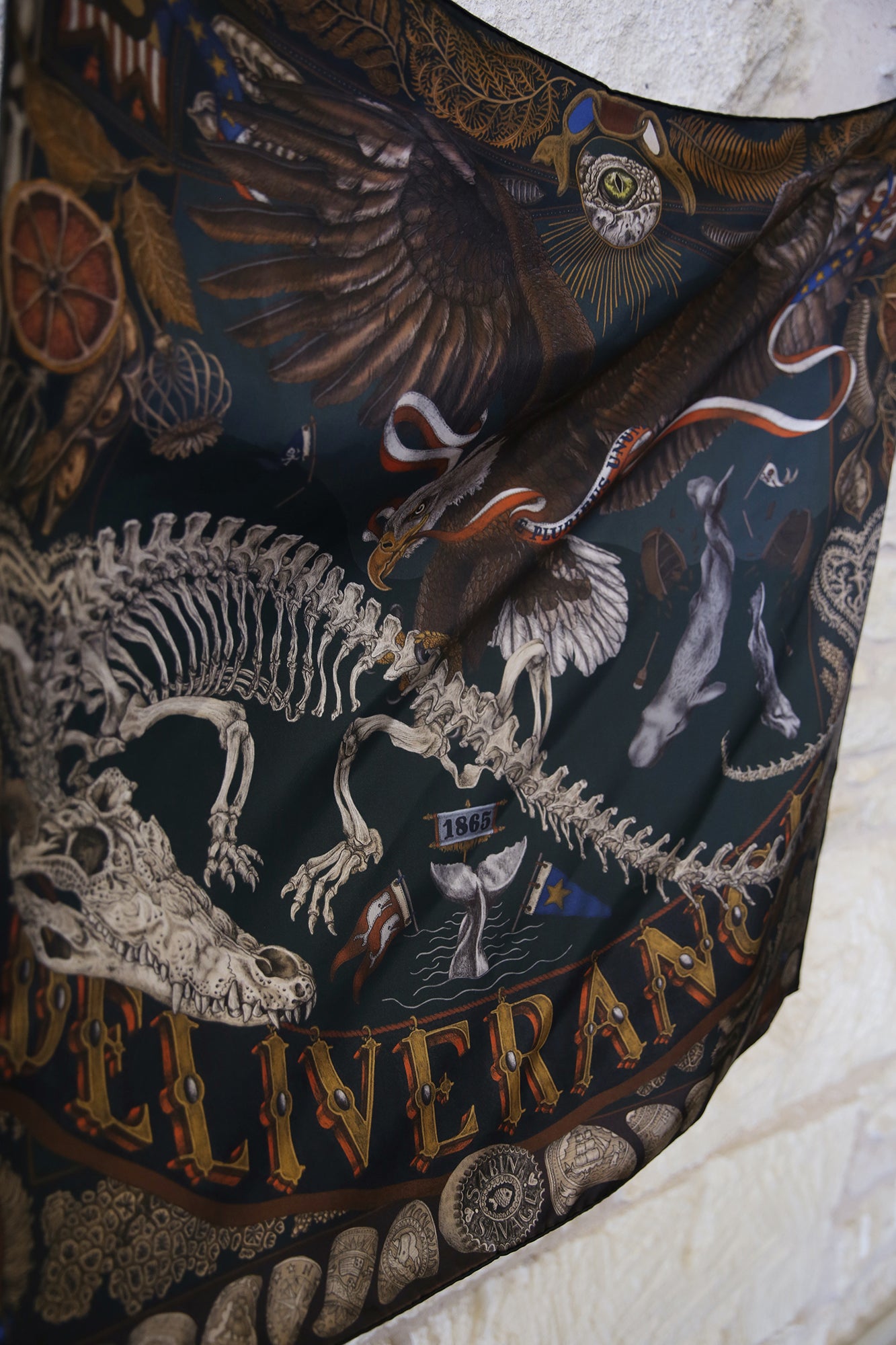 The Skrimshaw Skeleton Wild Americana Silk Twill 90cm x 90cm Square Scarf