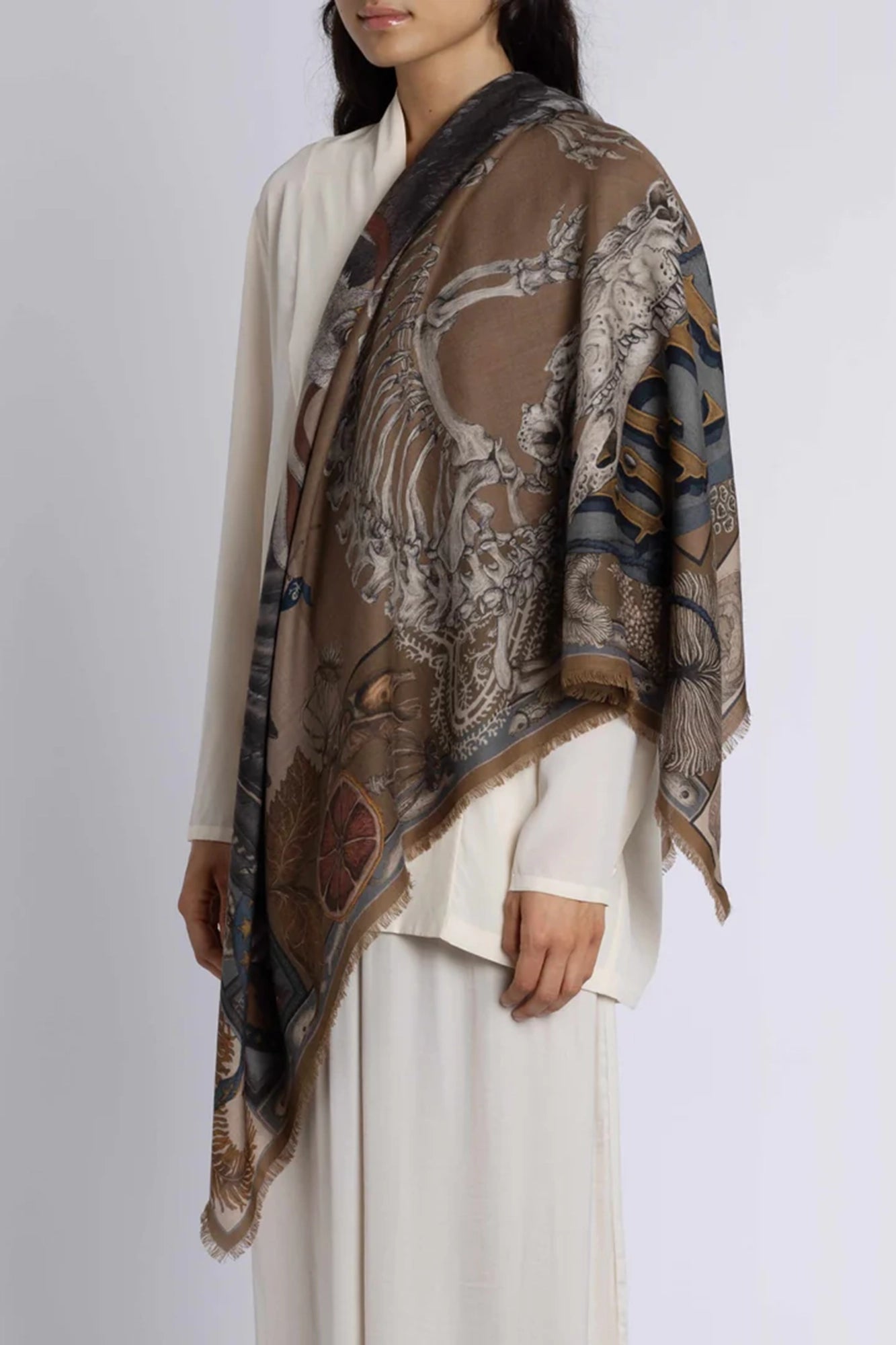 The Skrimshaw Skeleton Wild Americana Wool Silk 135cm x 135cm Square Scarf