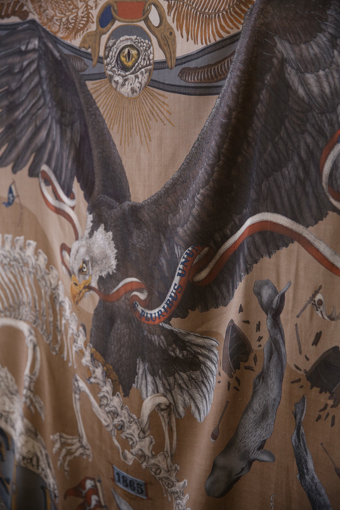 The Skrimshaw Skeleton Wild Americana Wool Silk 135cm x 135cm Square Scarf