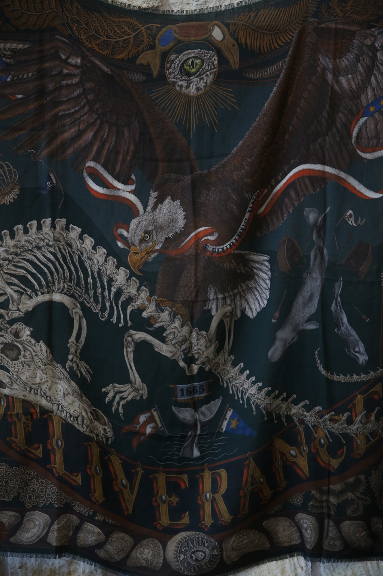 The Skrimshaw Skeleton Wild Americana Wool Silk 135cm x 135cm Square Scarf