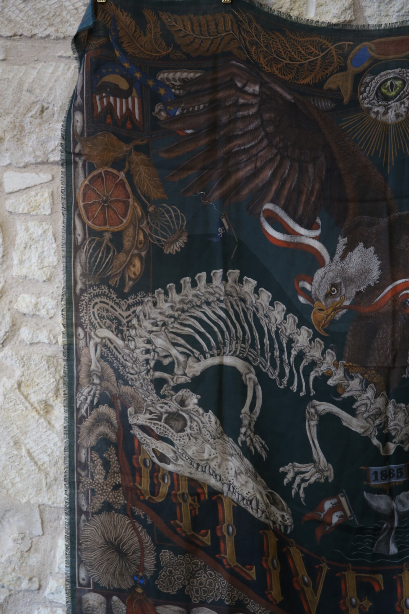 The Skrimshaw Skeleton Wild Americana Wool Silk 135cm x 135cm Square Scarf