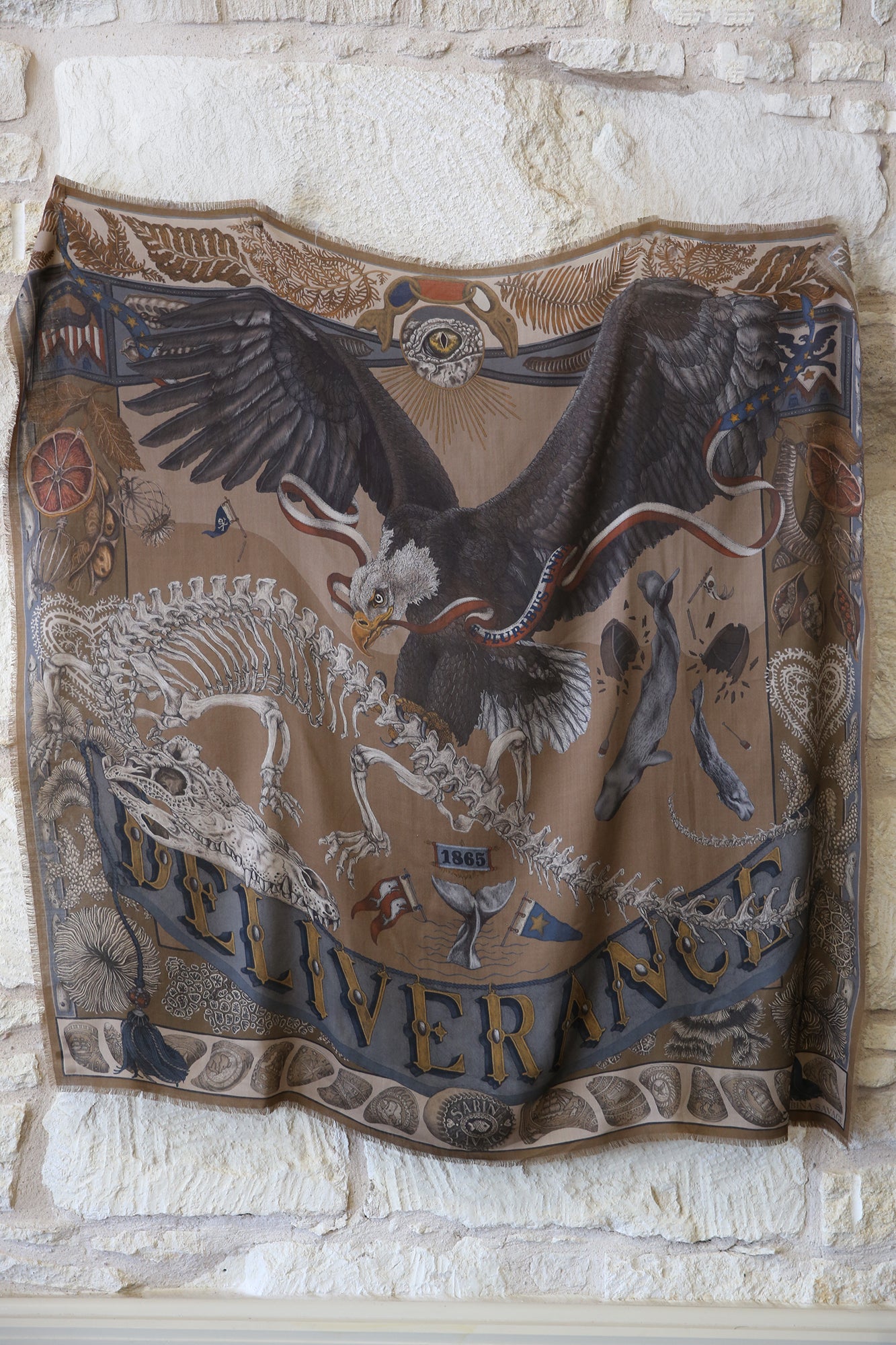 The Skrimshaw Skeleton Wild Americana Wool Silk 135cm x 135cm Square Scarf