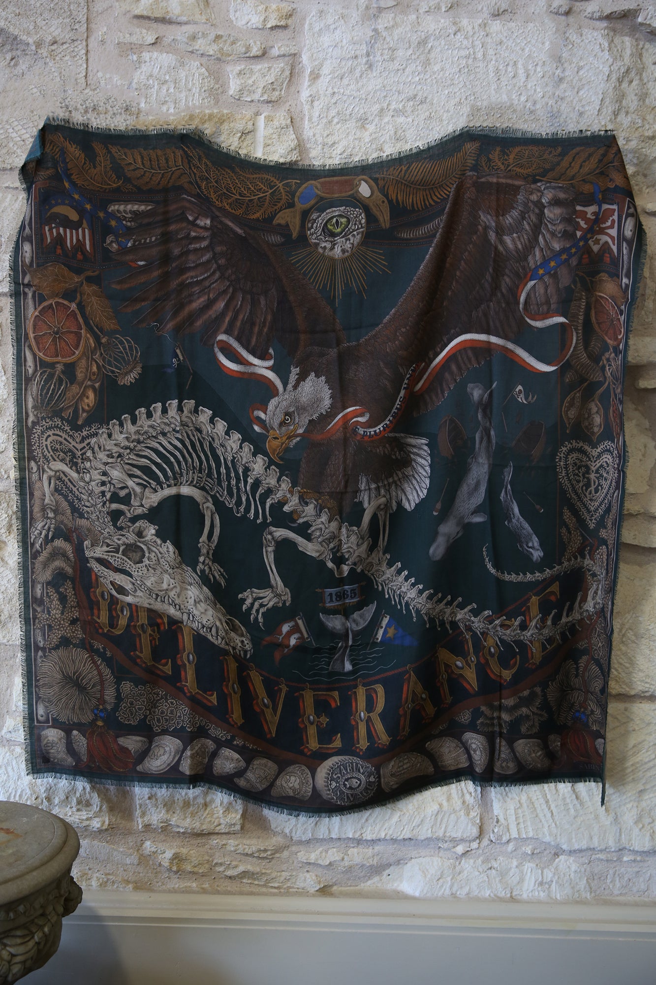 The Skrimshaw Skeleton Wild Americana Wool Silk 135cm x 135cm Square Scarf