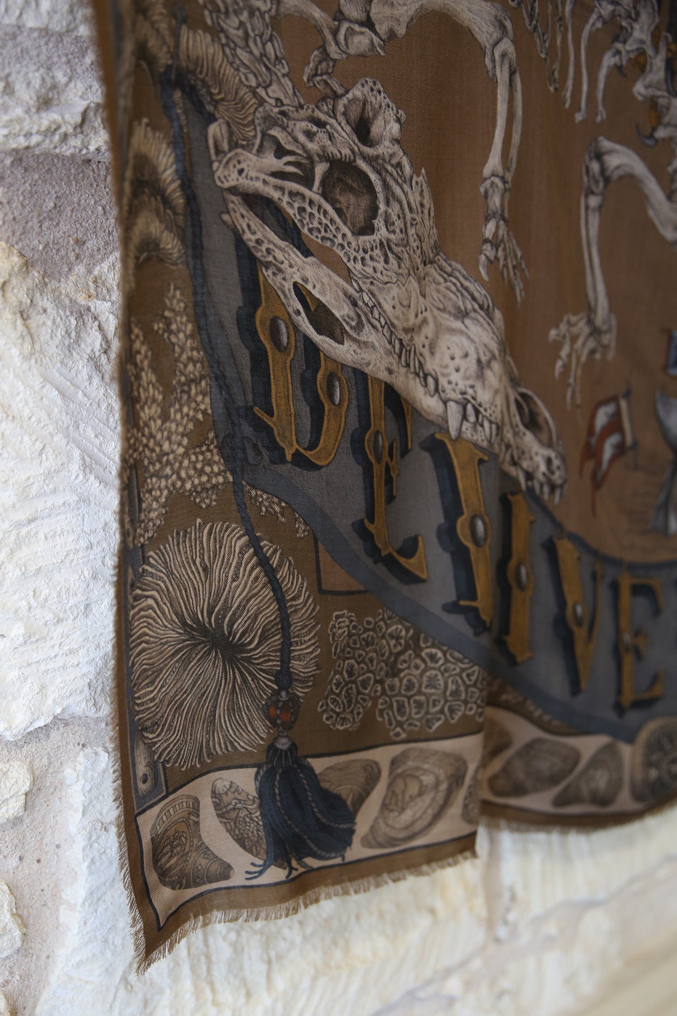 The Skrimshaw Skeleton Wild Americana Wool Silk 135cm x 135cm Square Scarf