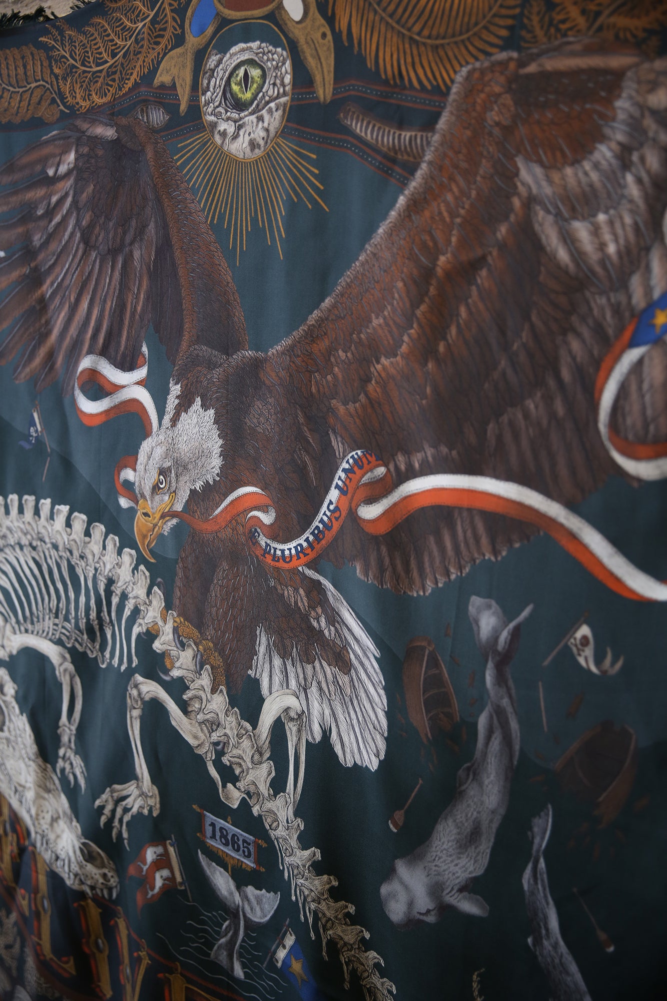 The Skrimshaw Skeleton Wild Americana Wool Silk 135cm x 195cm Rectangular Scarf