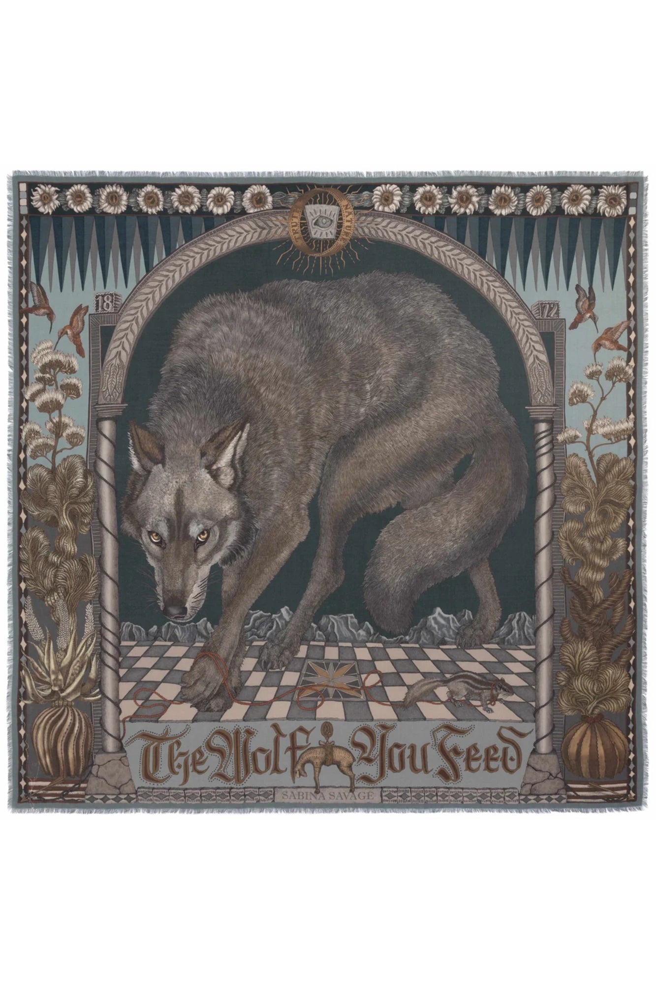 The Wolf You Feed Wild Americana Wool Silk 135cm x 135cmm Square Scarf
