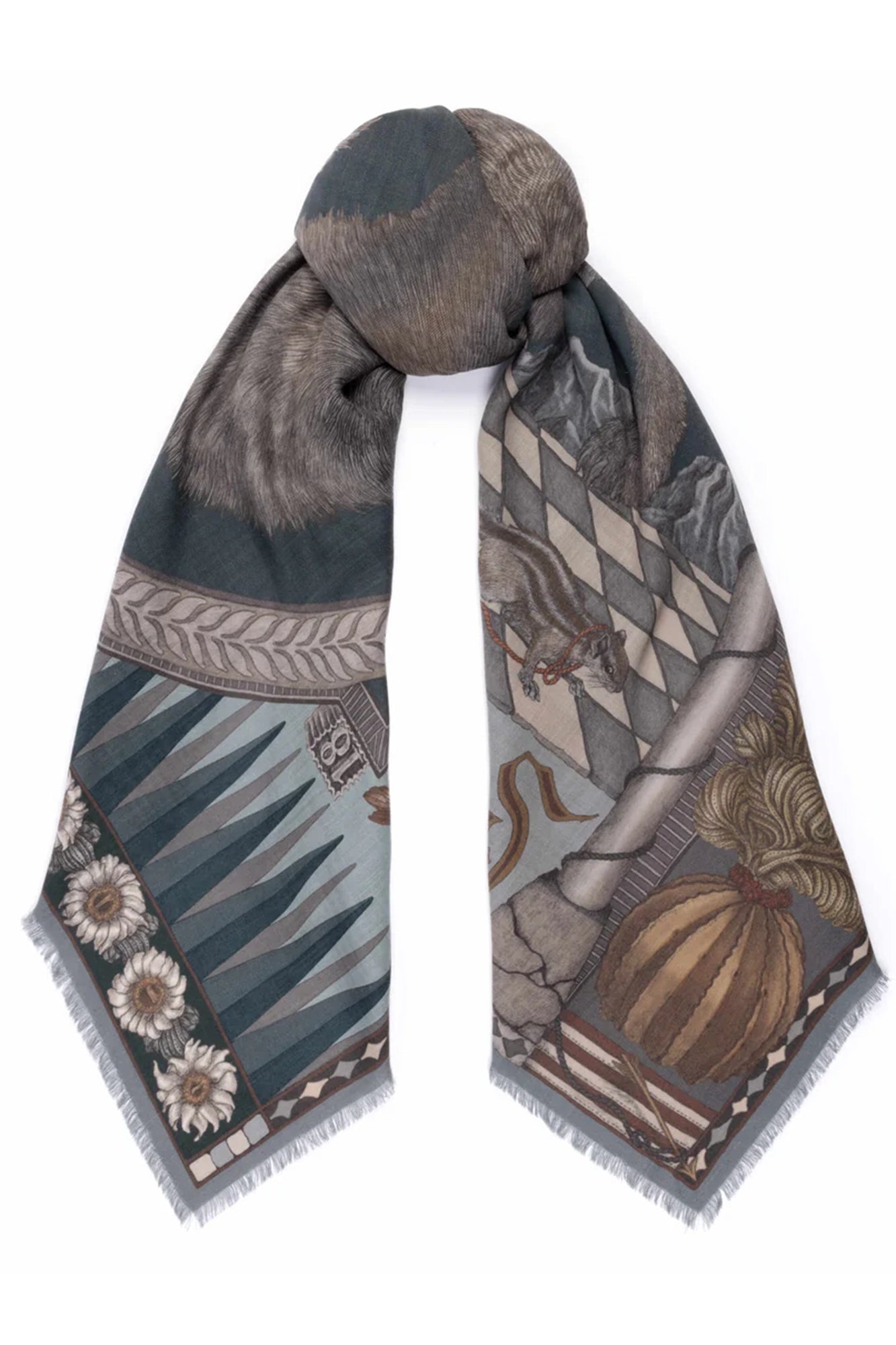 The Wolf You Feed Wild Americana Wool Silk 135cm x 135cmm Square Scarf
