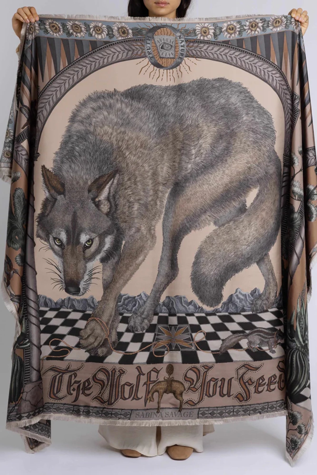 The Wolf You Feed Wild Americana Silk Twill 135cm x 195cm Rectangular Scarf
