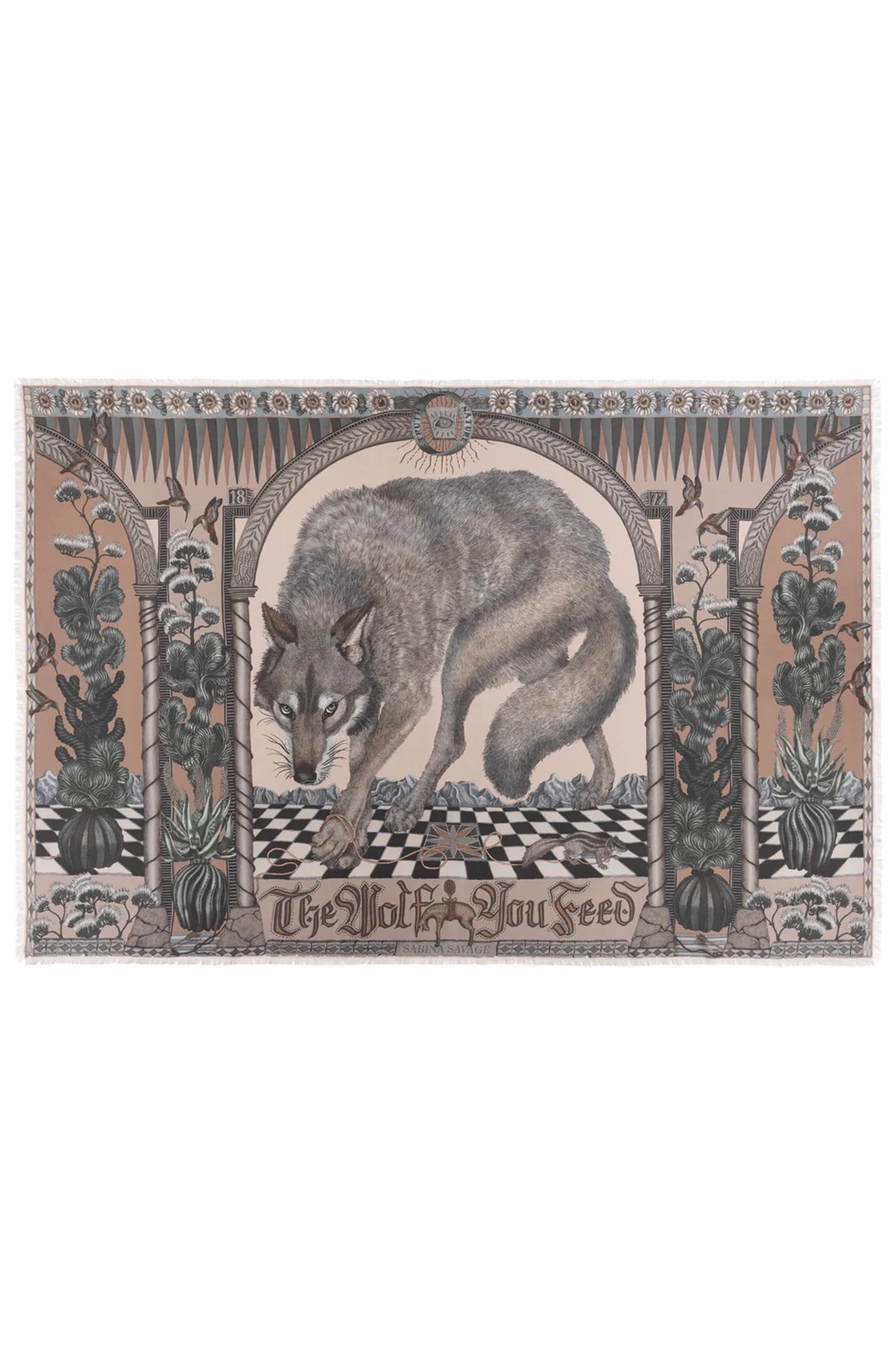 The Wolf You Feed Wild Americana Silk Twill 135cm x 195cm Rectangular Scarf