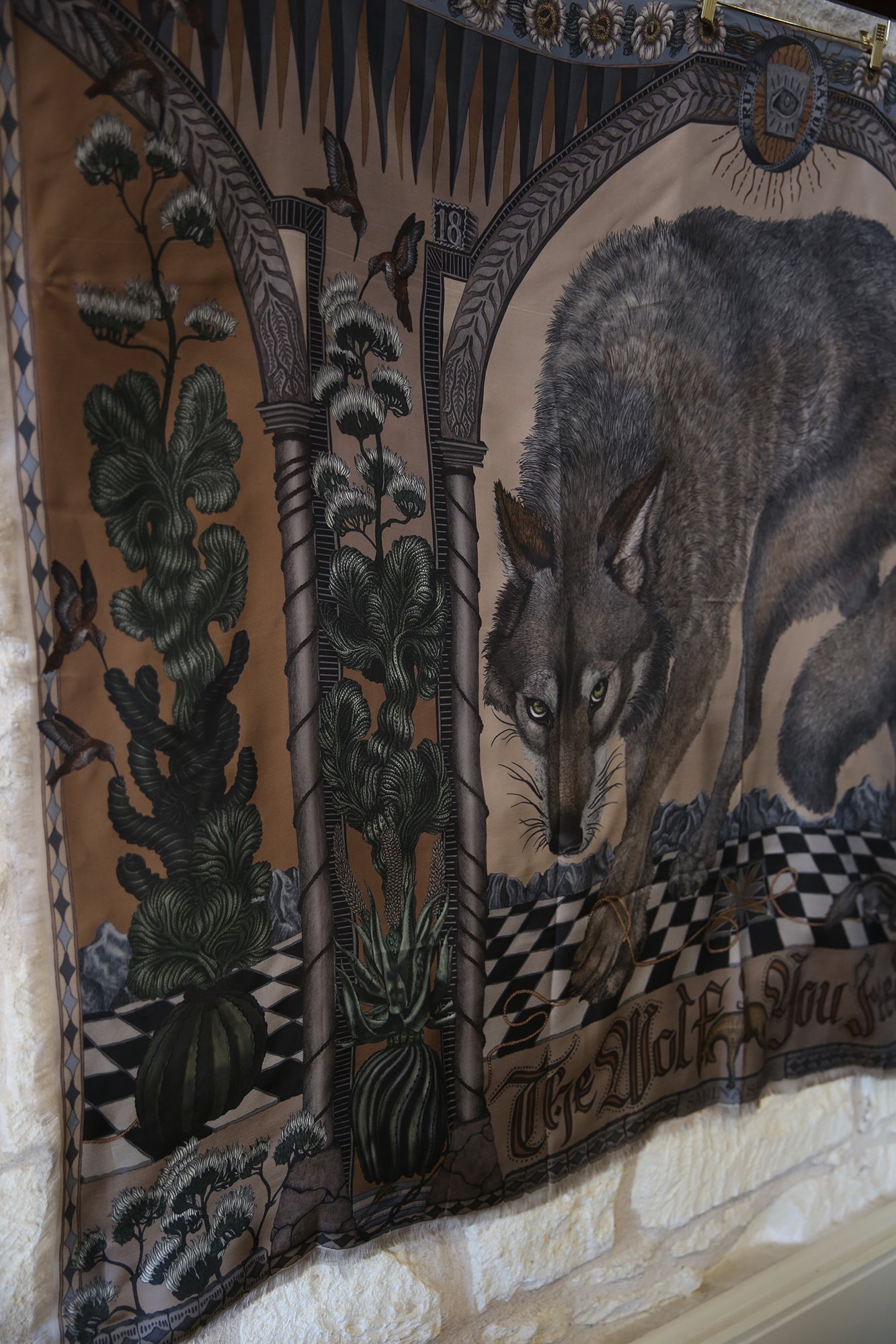 The Wolf You Feed Wild Americana Silk Twill 135cm x 195cm Rectangular Scarf