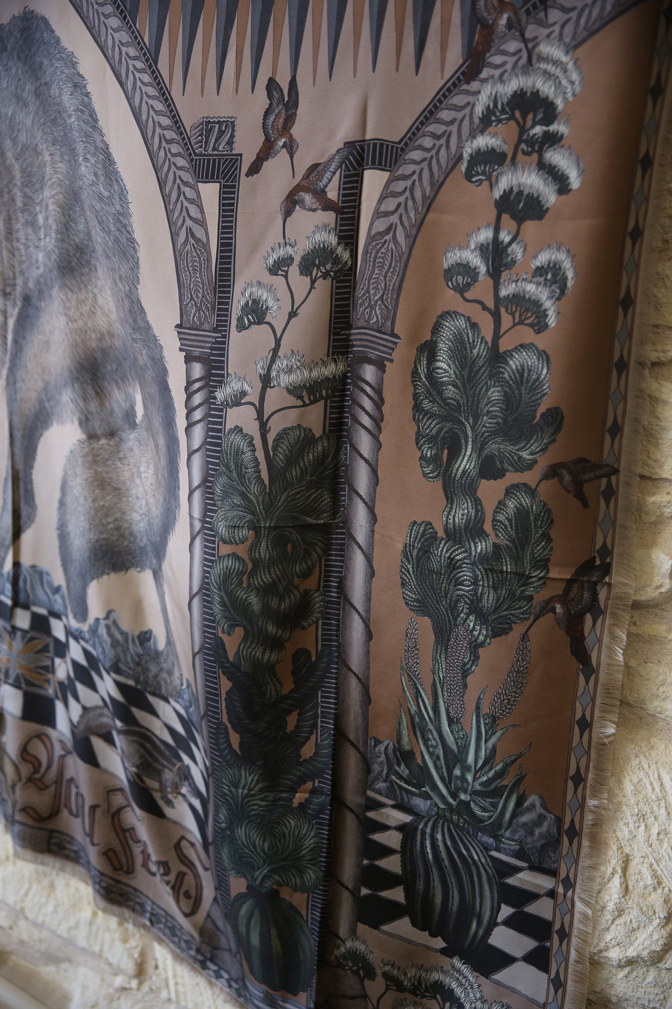 The Wolf You Feed Wild Americana Silk Twill 135cm x 195cm Rectangular Scarf