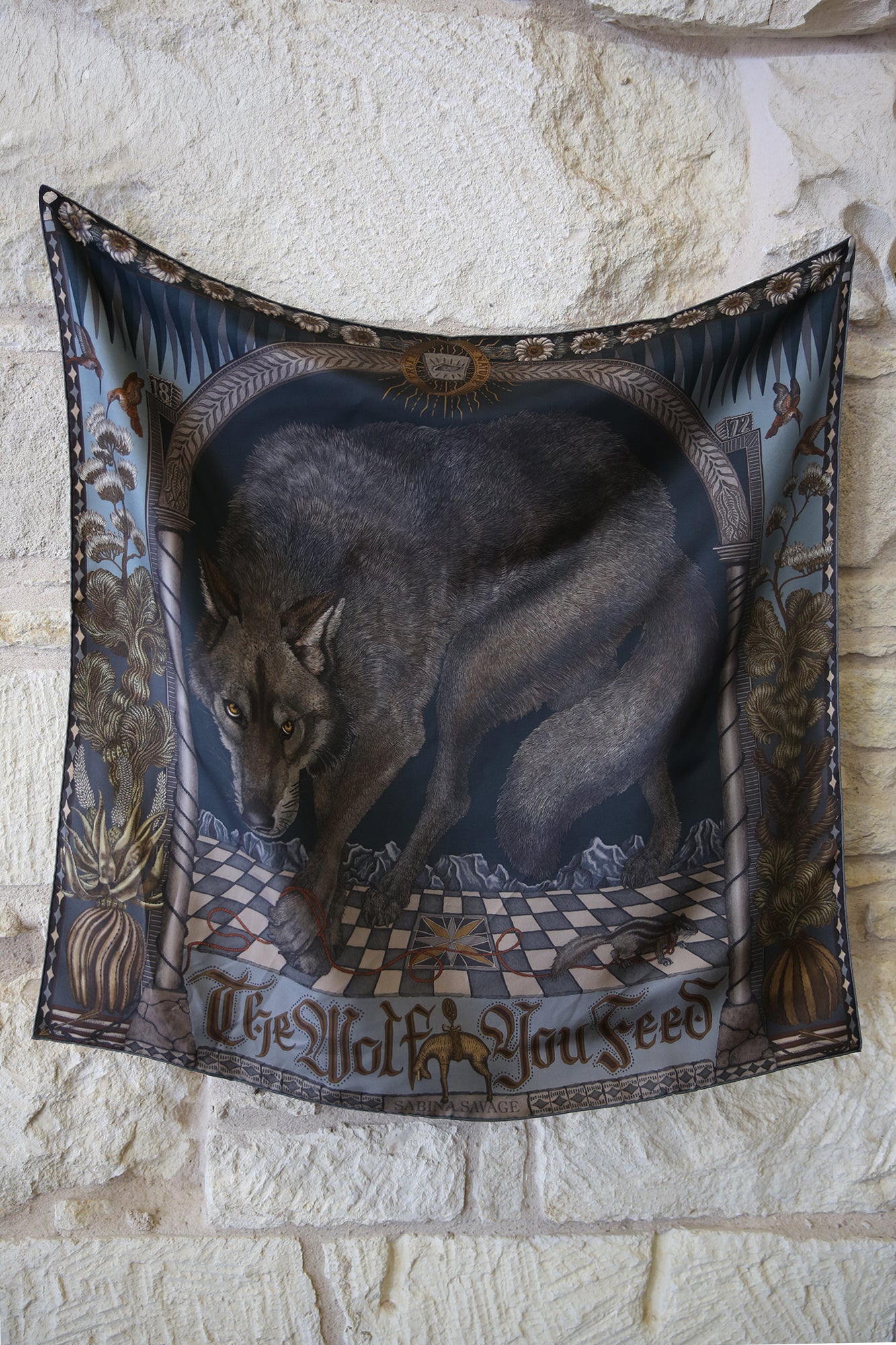 The Wolf You Feed Wild Americana Silk Twill 90cm x 90cm Square Scarf