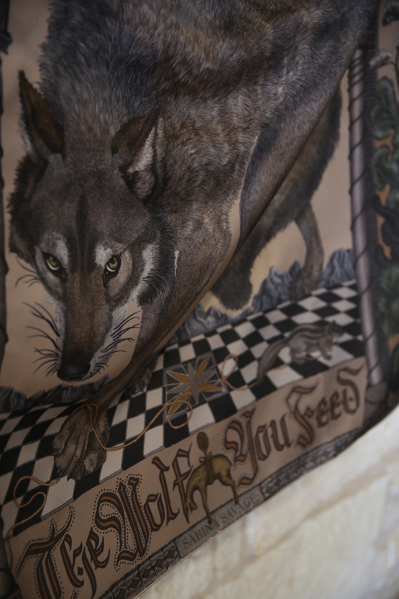 The Wolf You Feed Wild Americana Silk Twill 90cm x 90cm Square Scarf