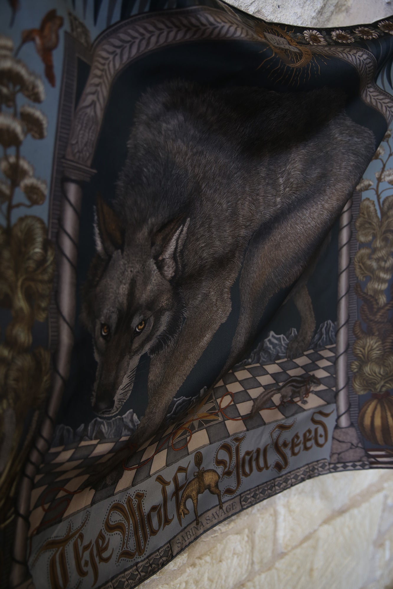 The Wolf You Feed Wild Americana Silk Twill 90cm x 90cm Square Scarf