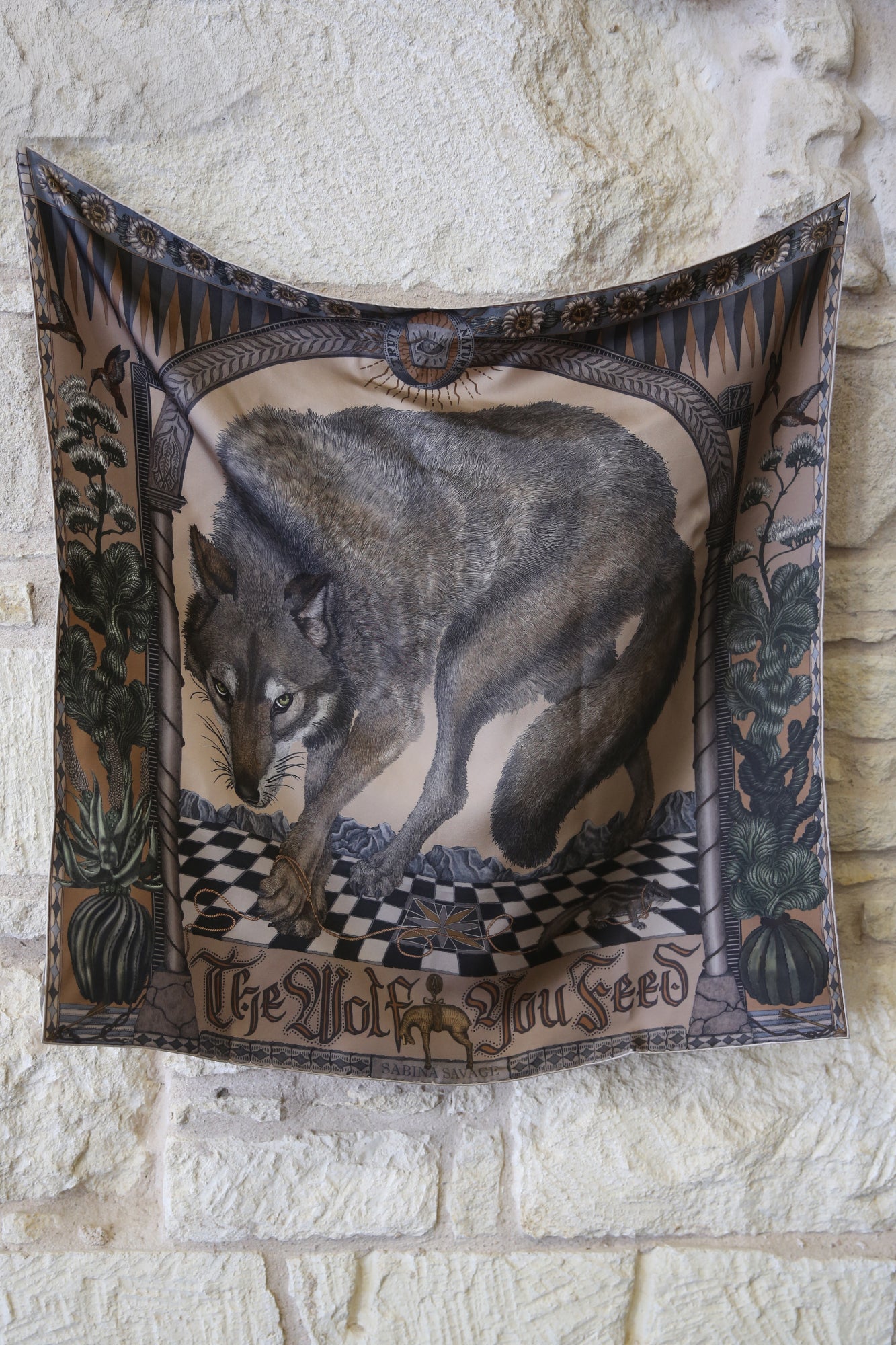 The Wolf You Feed Wild Americana Silk Twill 90cm x 90cm Square Scarf
