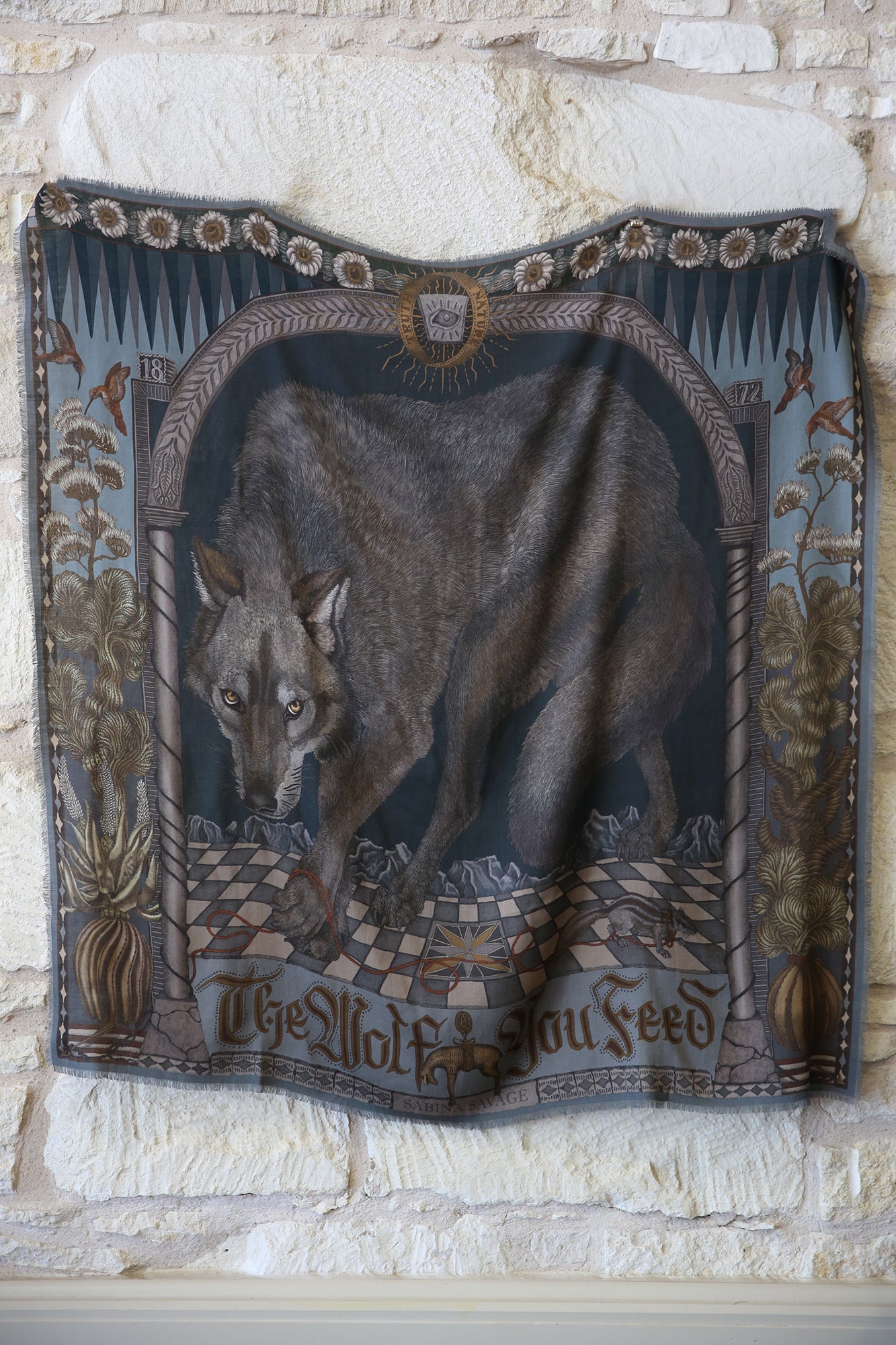 The Wolf You Feed Wild Americana Wool Silk 135cm x 135cmm Square Scarf