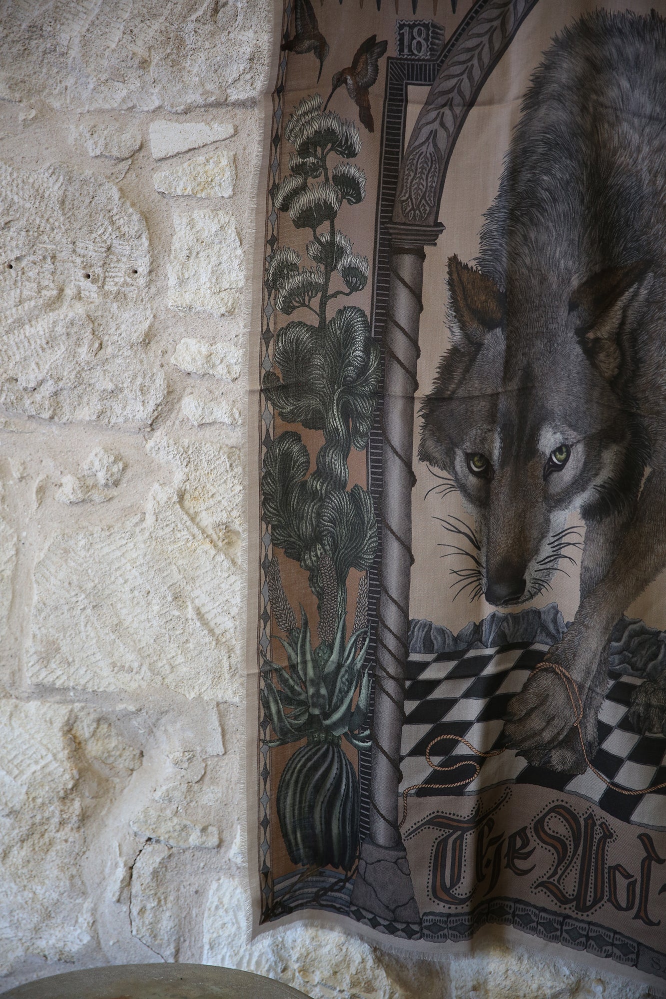 The Wolf You Feed Wild Americana Wool Silk 135cm x 135cmm Square Scarf