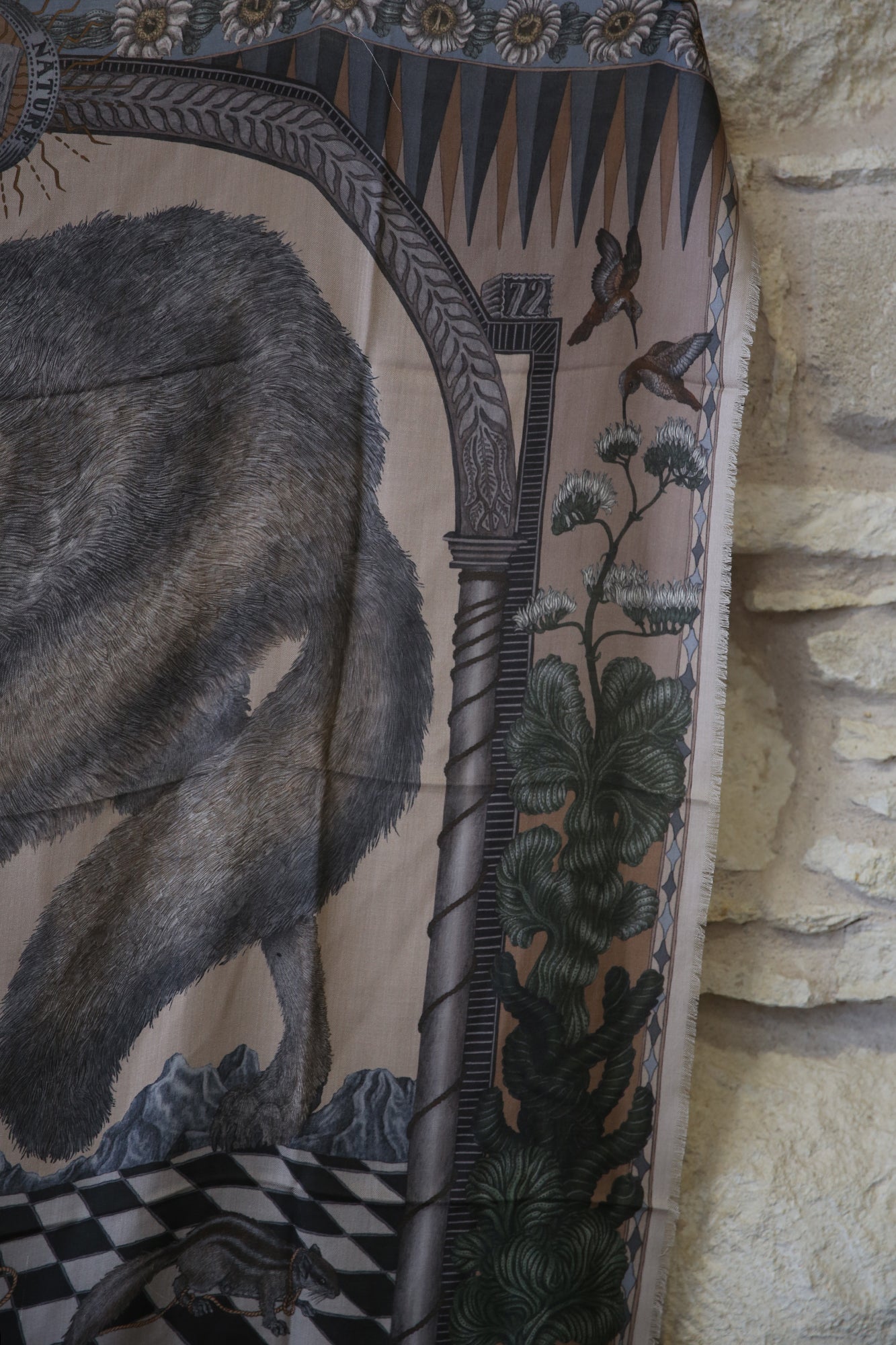 The Wolf You Feed Wild Americana Wool Silk 135cm x 135cmm Square Scarf
