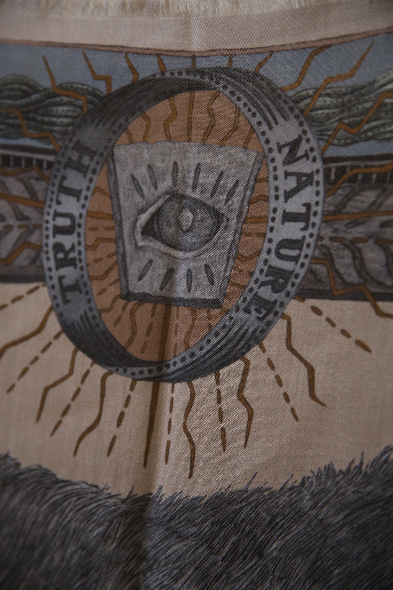 The Wolf You Feed Wild Americana Wool Silk 135cm x 135cmm Square Scarf