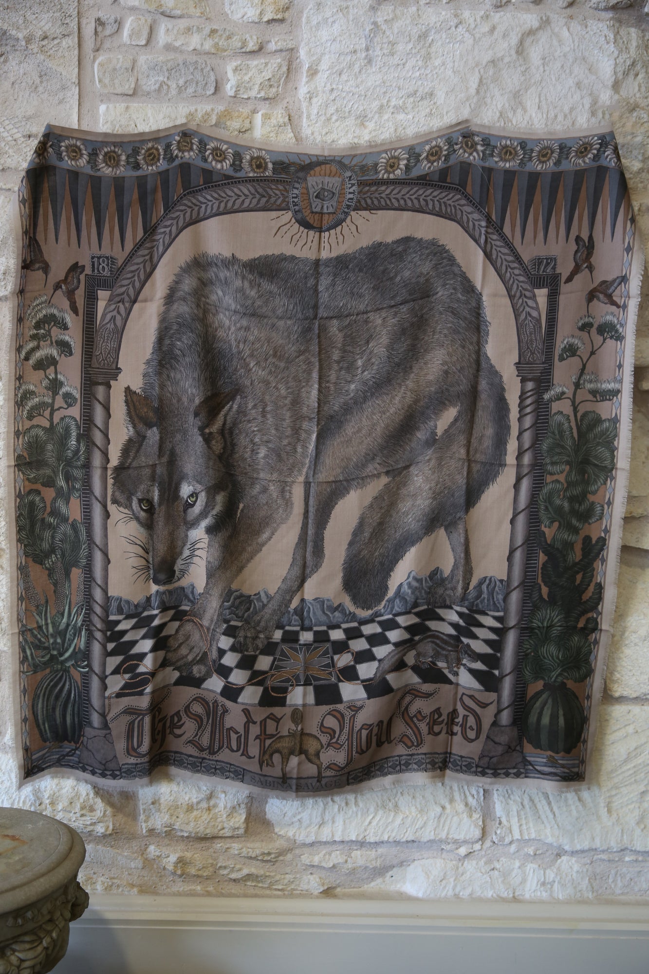 The Wolf You Feed Wild Americana Wool Silk 135cm x 135cmm Square Scarf