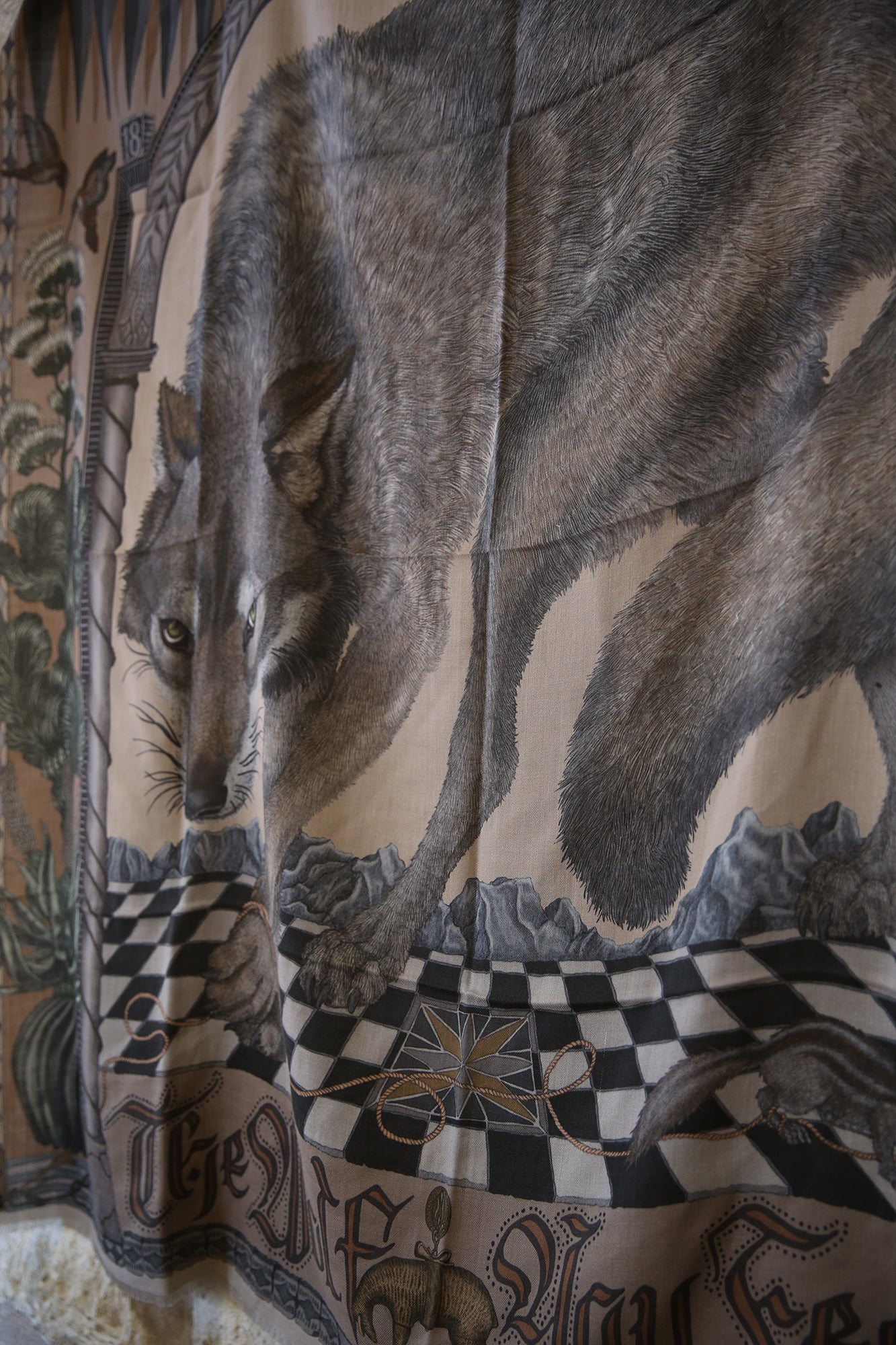 The Wolf You Feed Wild Americana Wool Silk 135cm x 135cmm Square Scarf