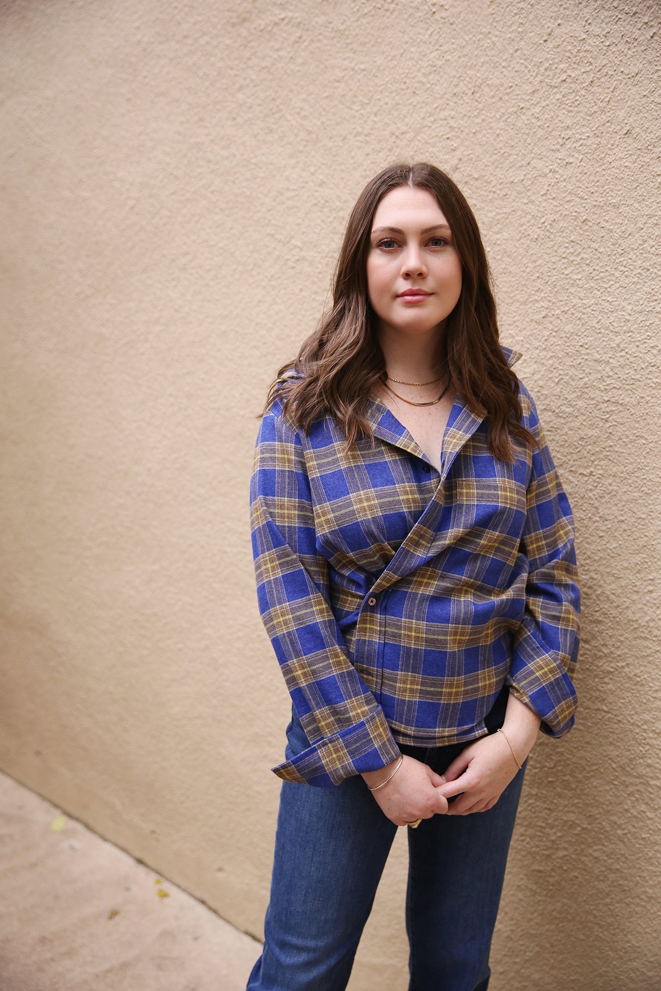 The Crop Shirt Japanese Flannel Blue Plaid