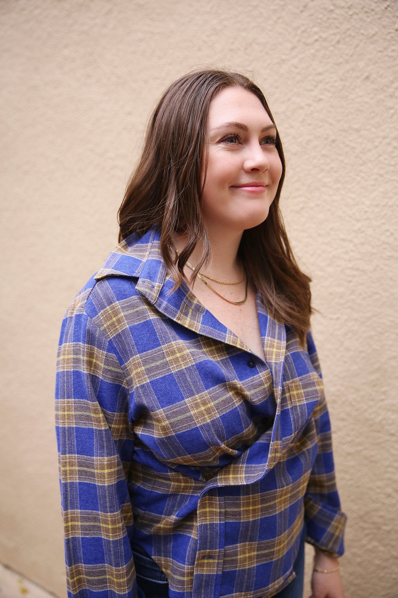 The Crop Shirt Japanese Flannel Blue Plaid