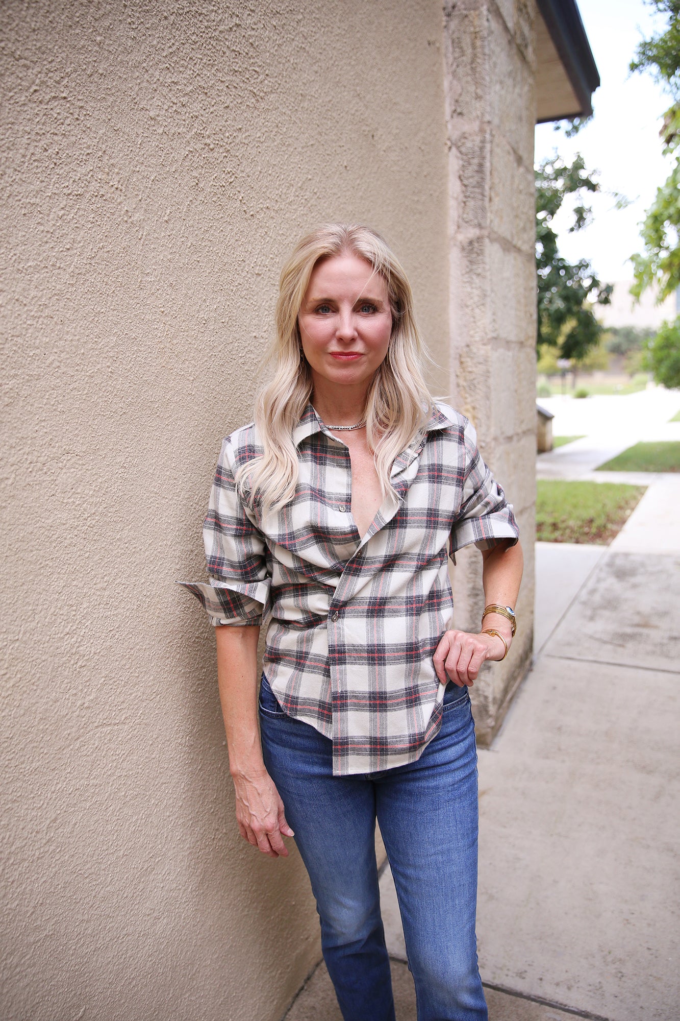 The Fitted Shirt Japanese Flannel White Plaid