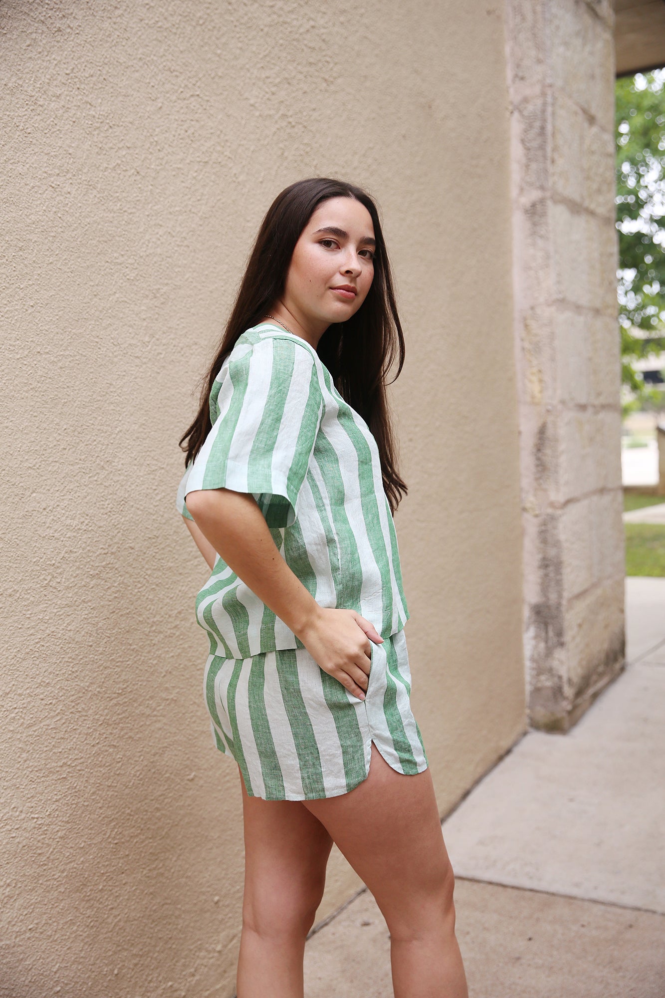 Lucy Short Aloe Stripe