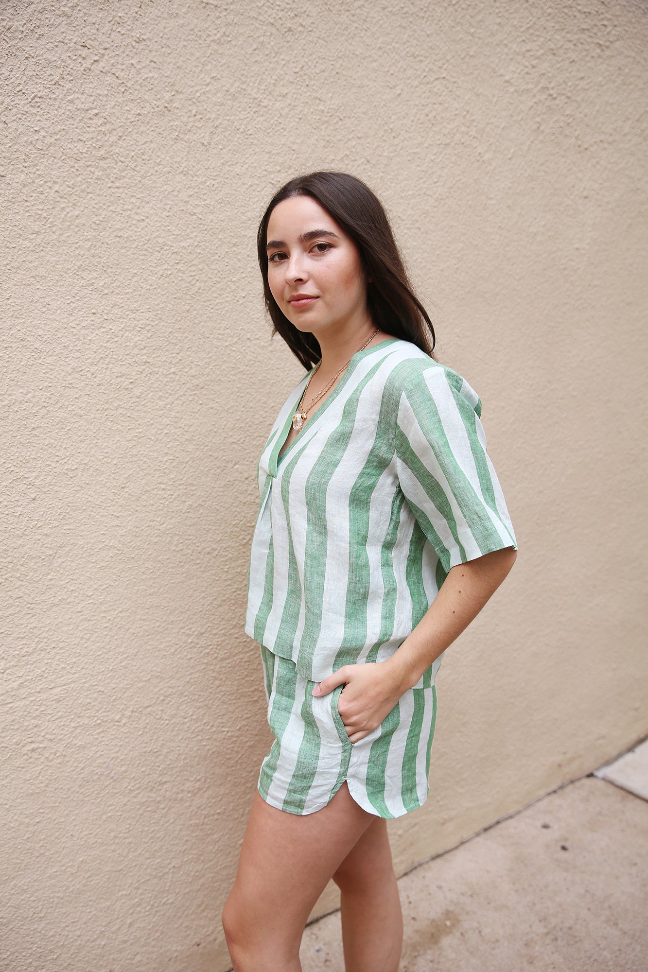 Lucy Short Aloe Stripe
