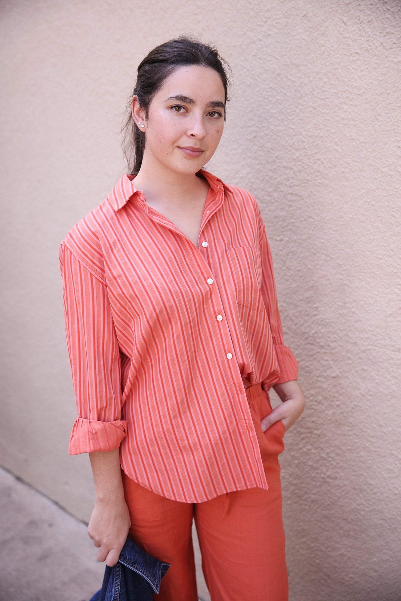 Blake Oversized Shirt Terracotta Stripe