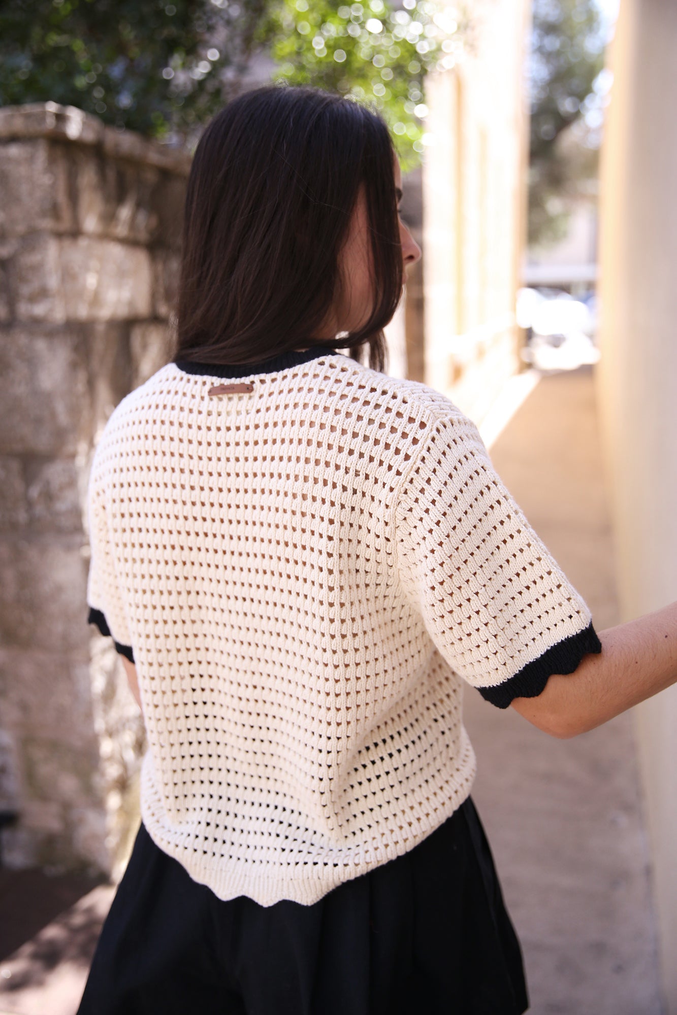 Jules Sweater T-Shirt Antique White With Black Trim