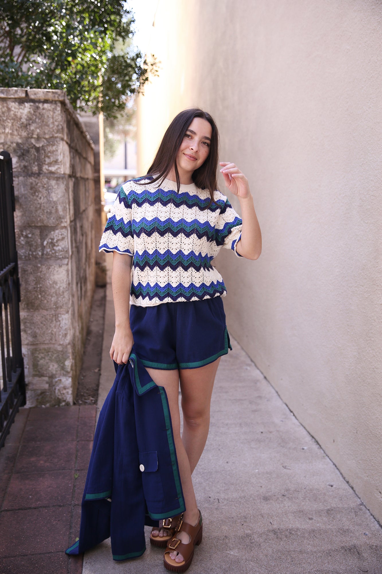 Jules Sweater T-Shirt Teal Stripe