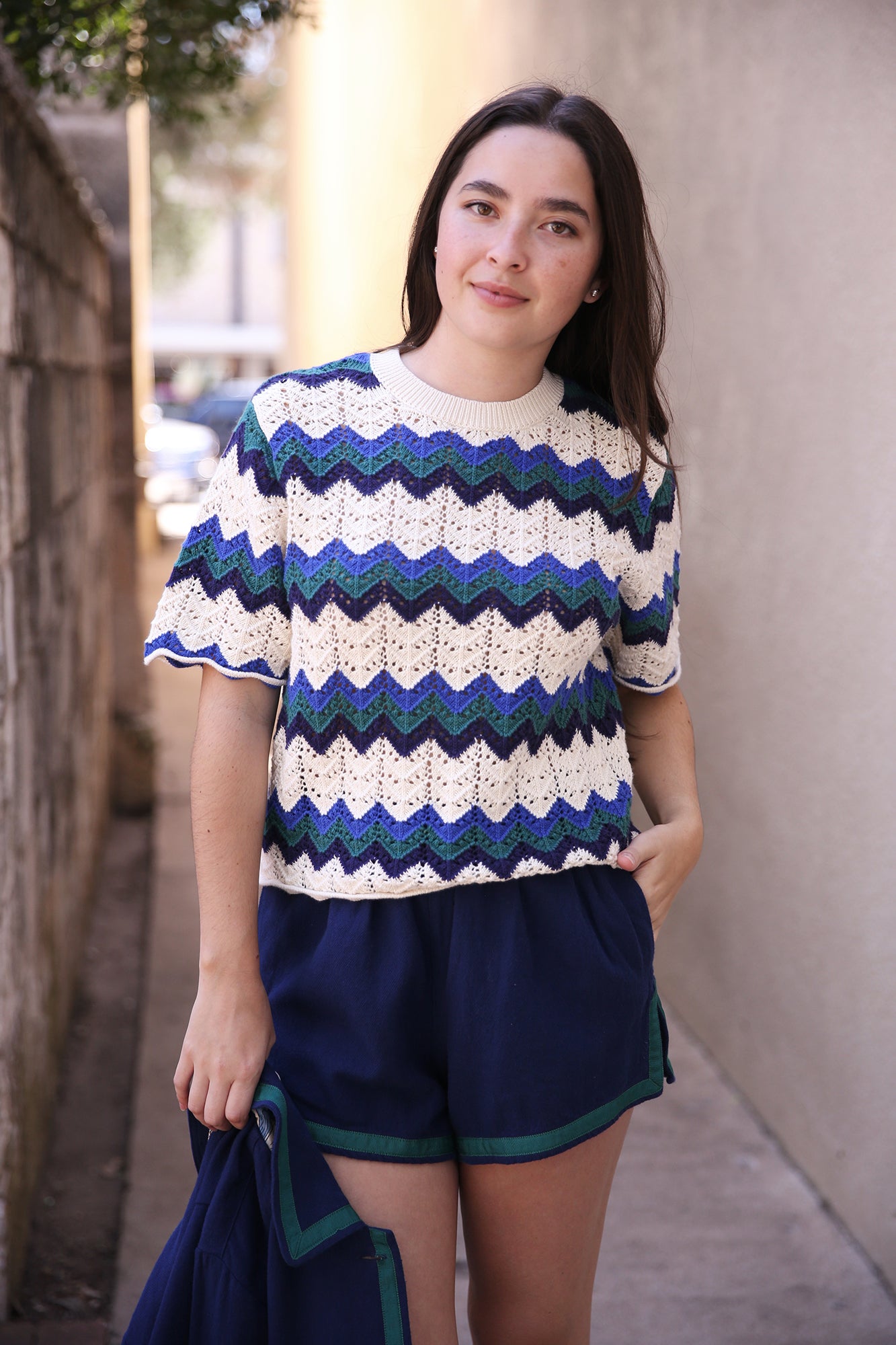 Jules Sweater T-Shirt Teal Stripe