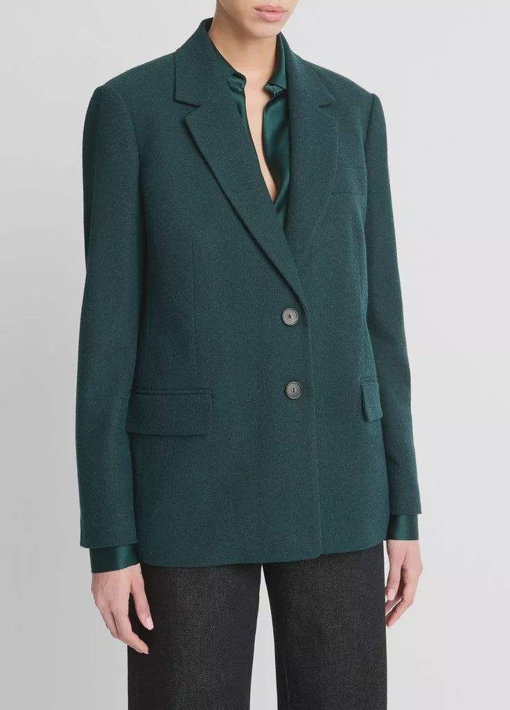 Italian Wool-Blend Flannel Blazer Sea Onyx