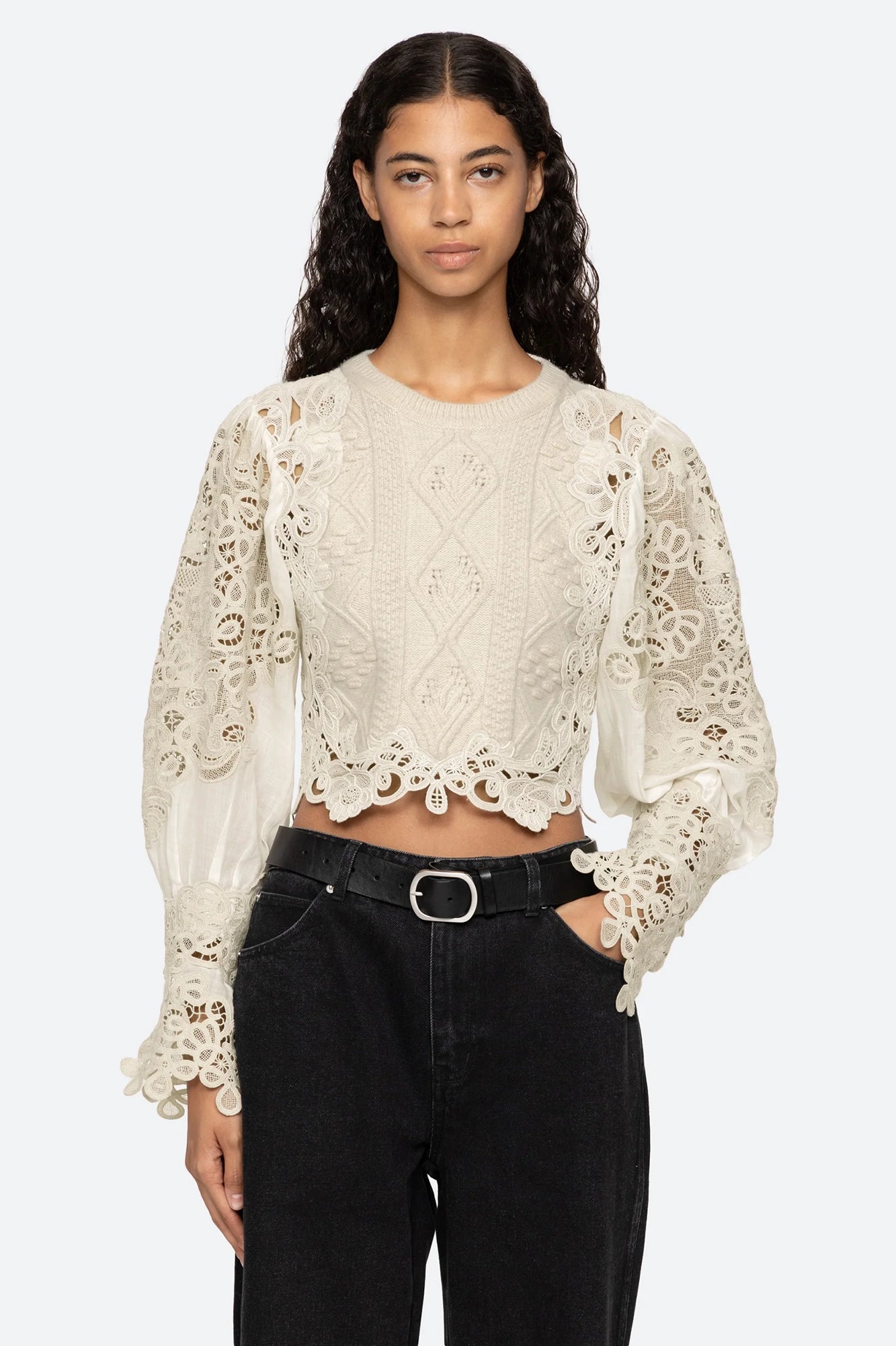 Vania Lace Combo Sweater