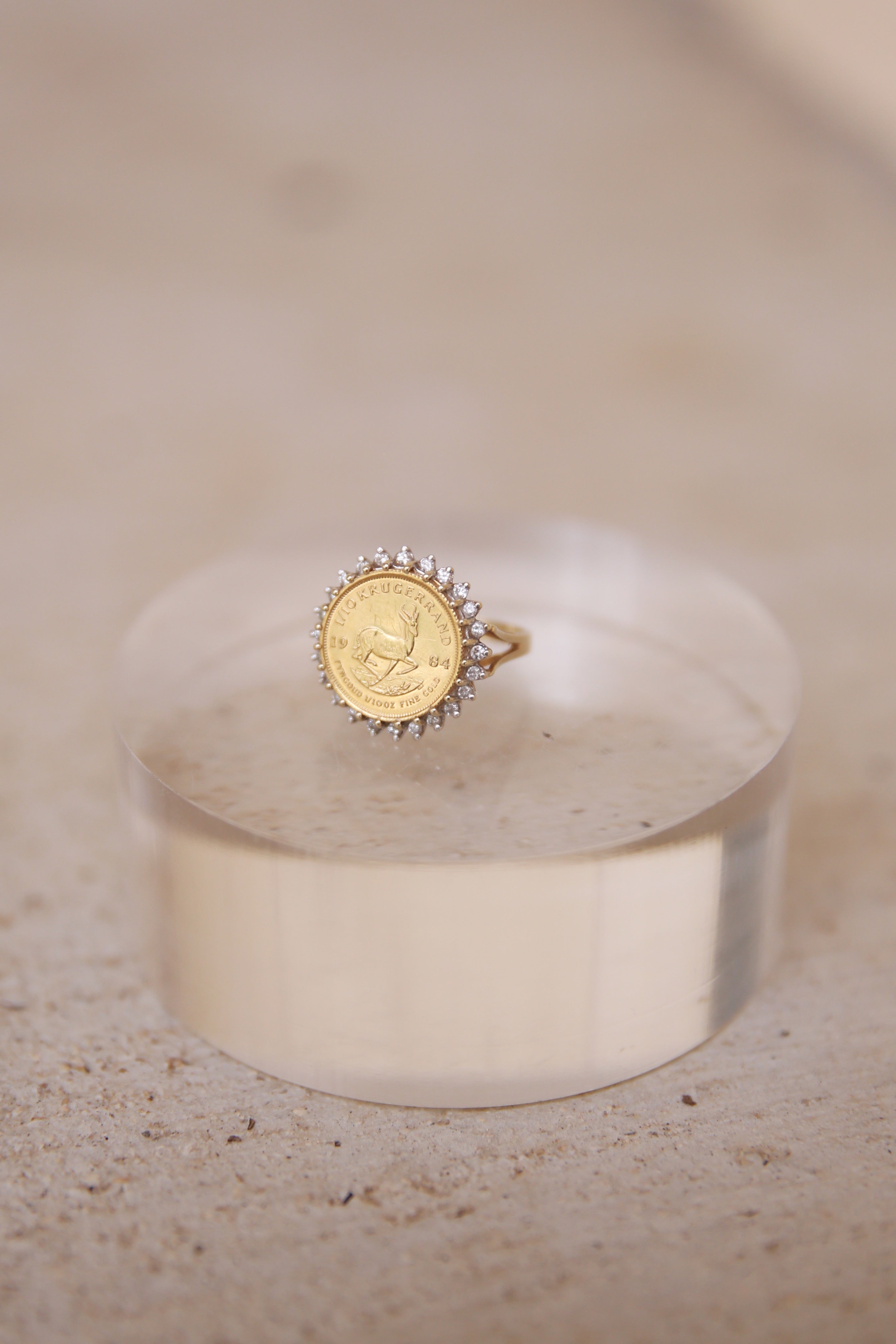 Coin Ring with Diamonds
