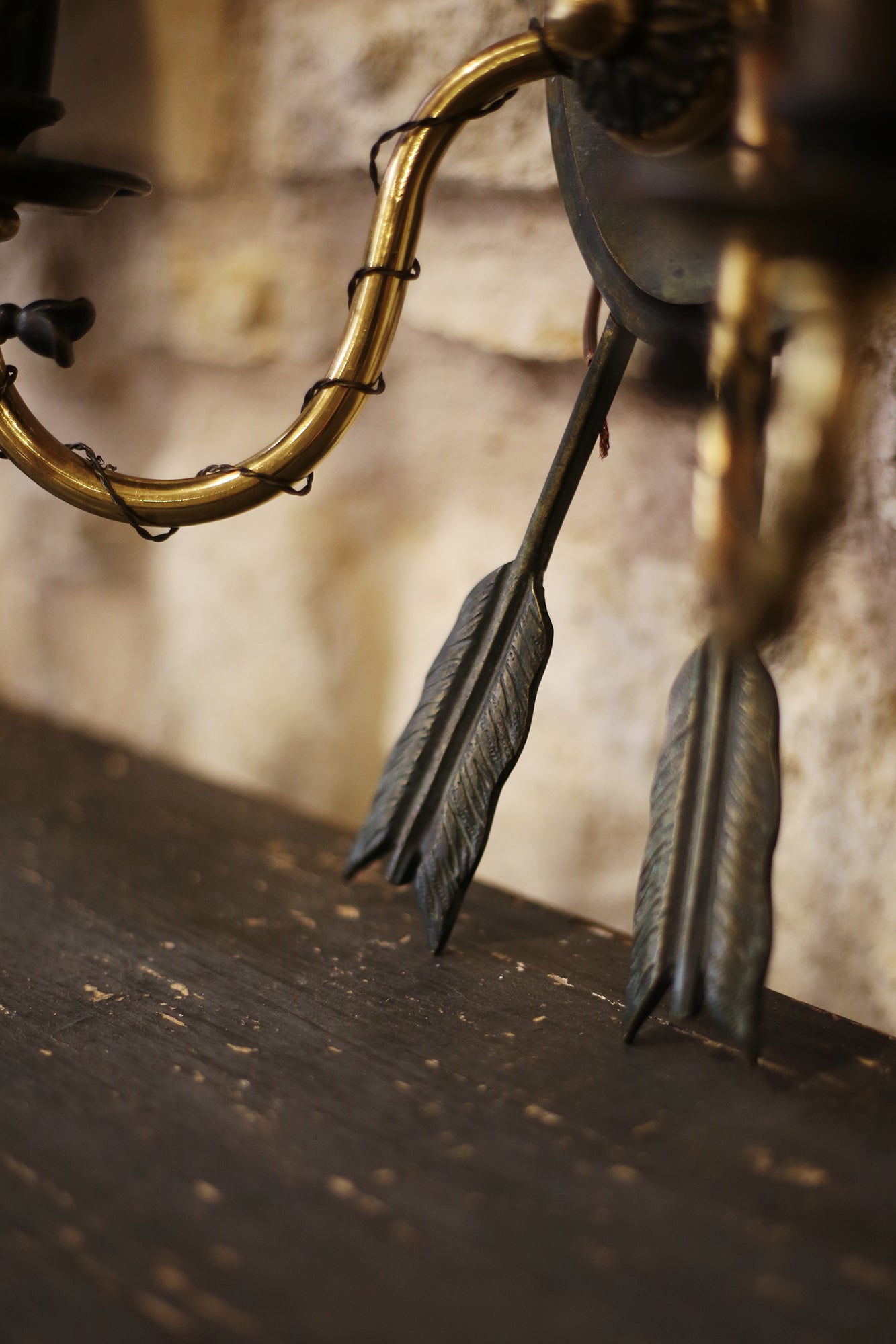 PAIR Vintage Bronze Arrow Sconces