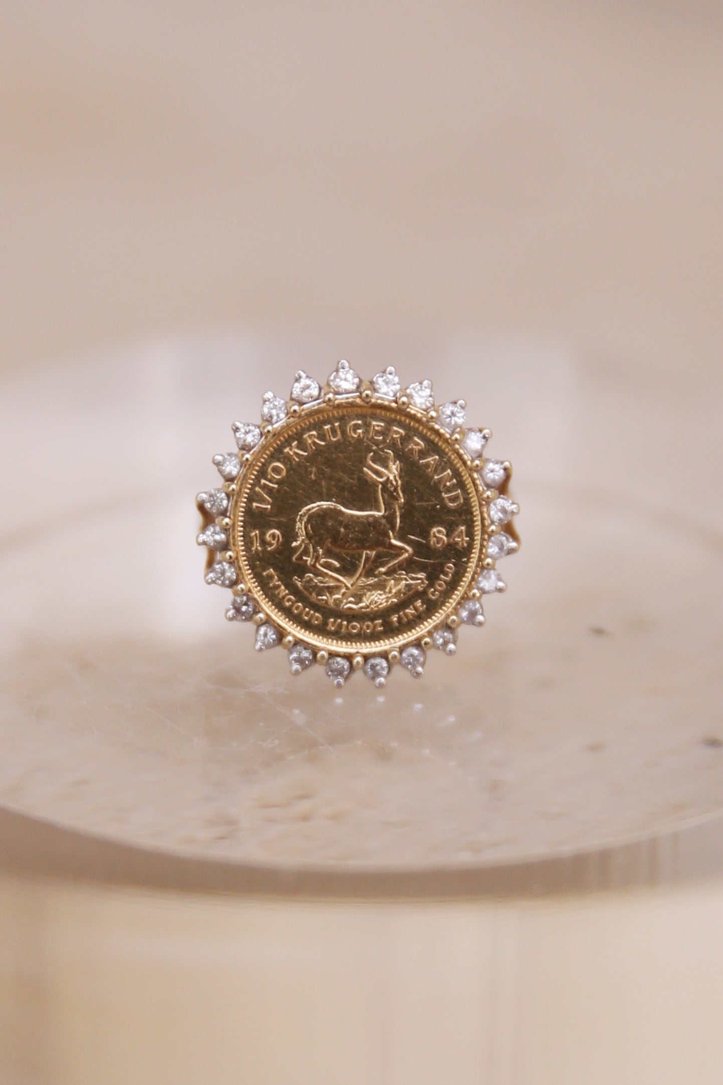 Coin Ring with Diamonds
