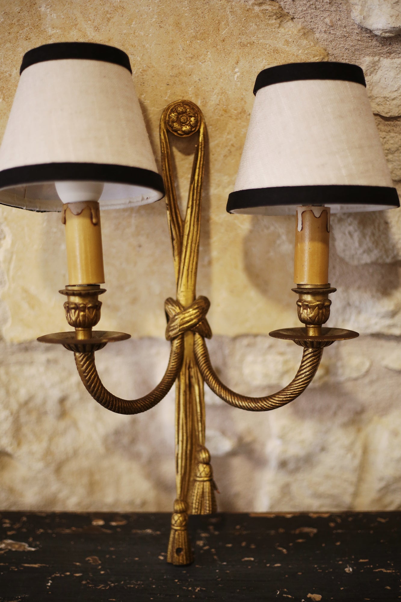 PAIR - Vintage Navy and White Rope Sconces