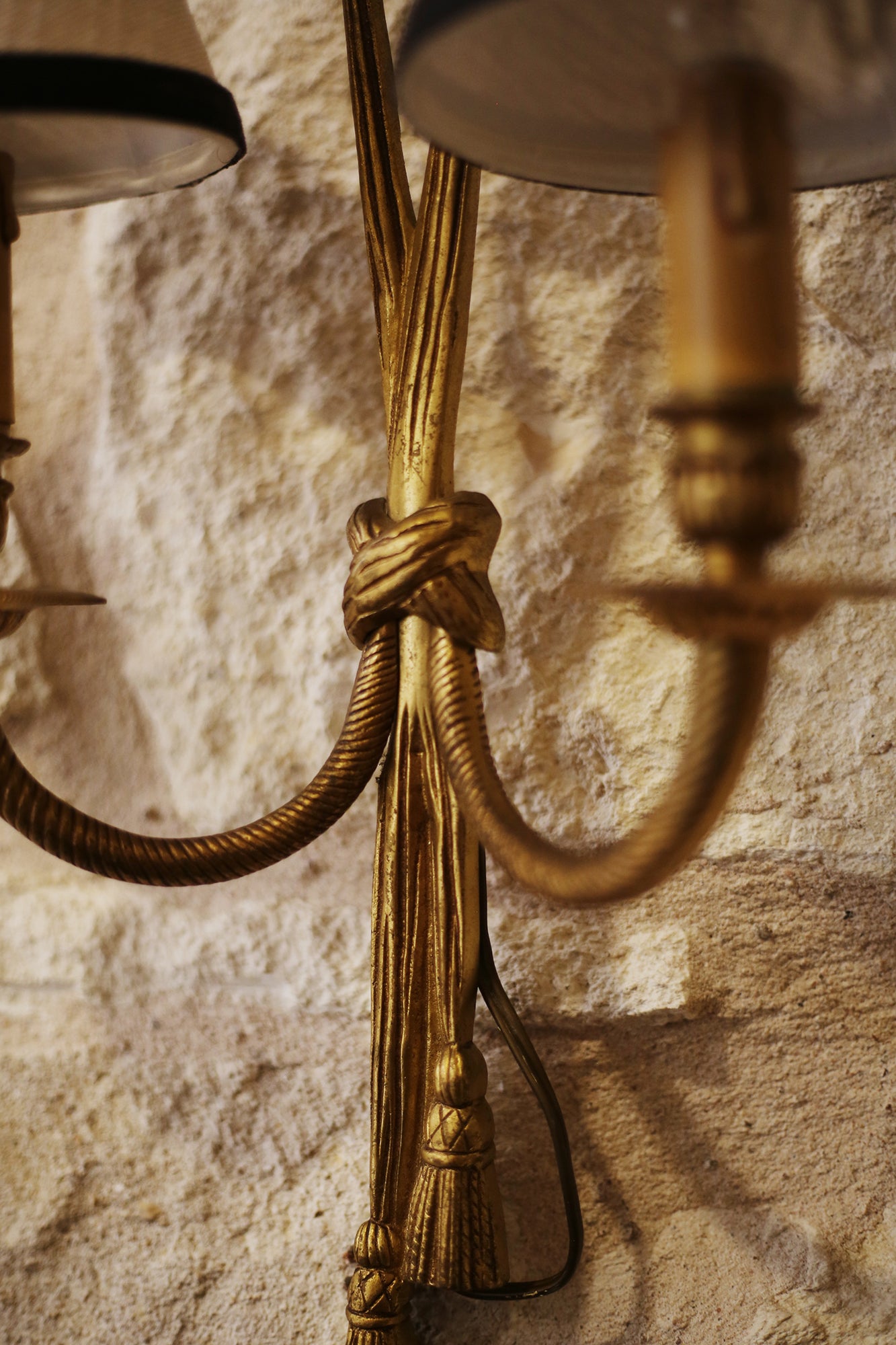 PAIR - Vintage Navy and White Rope Sconces