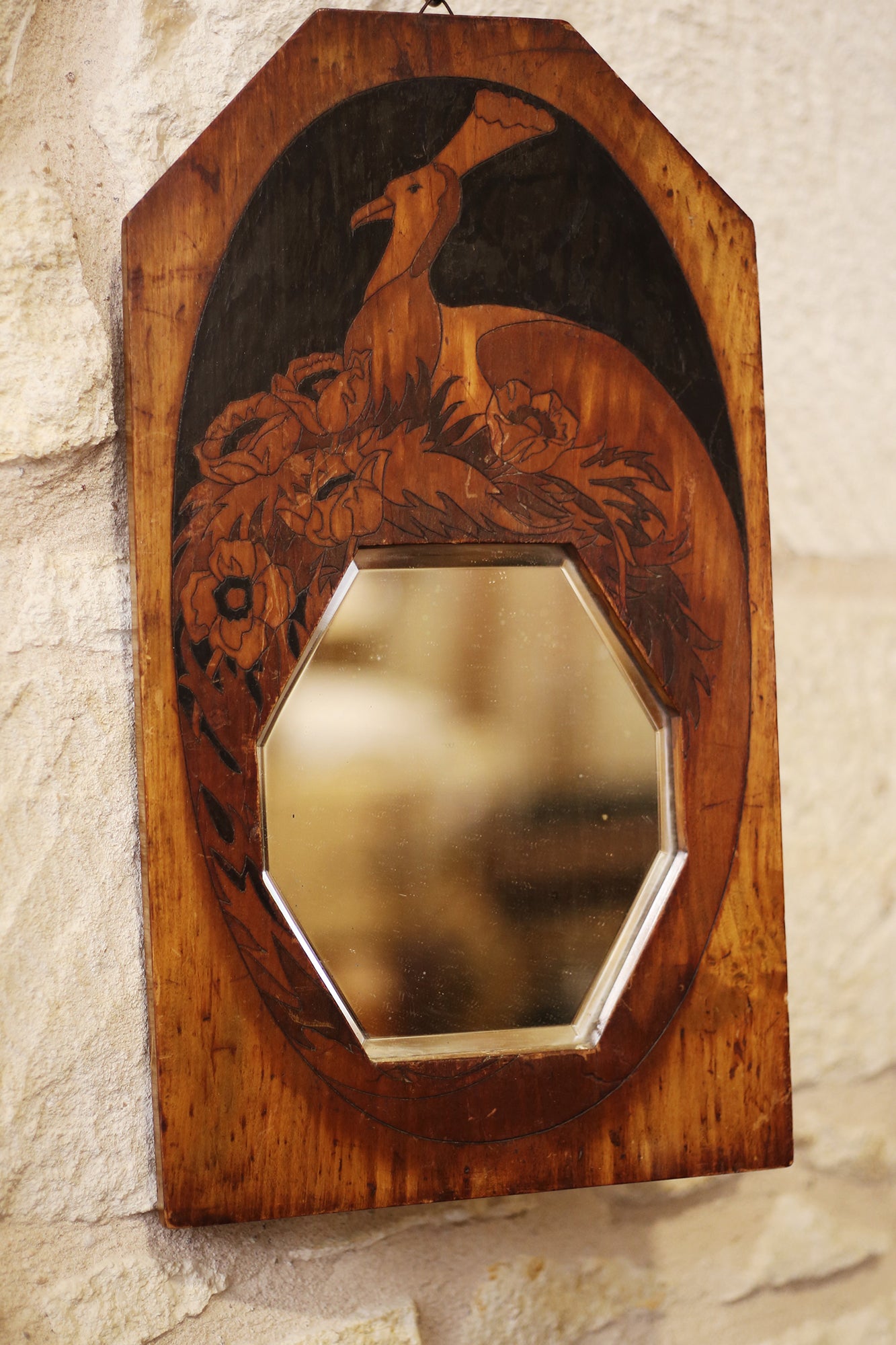 Vintage Bird  Art Deco Mirror